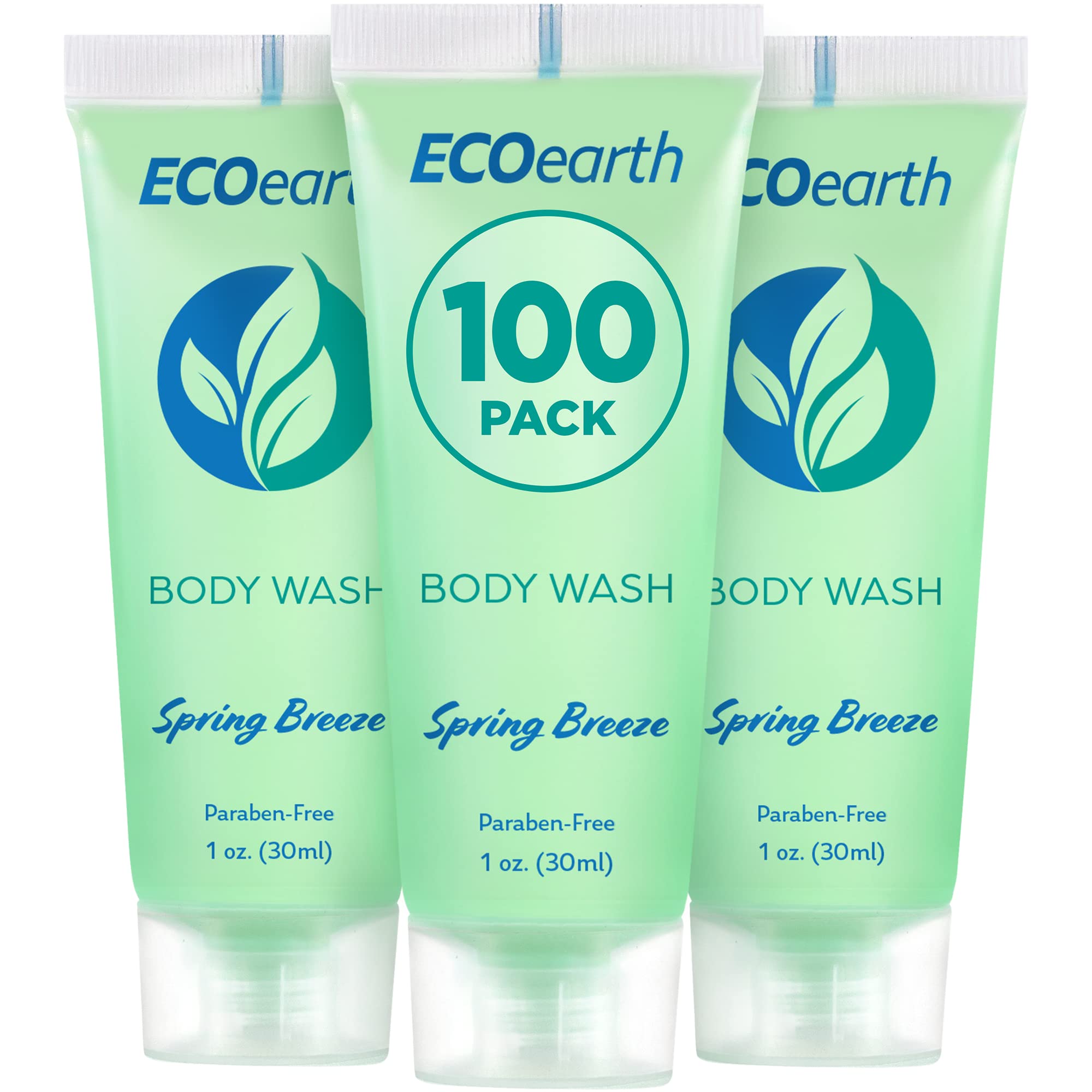 Ecoearth Travel Size Body Wash (1 Fl Oz, 100 Pk, Spring Breeze), Delight Your Guests With A Revitalizing And Refreshing Hotel Bo