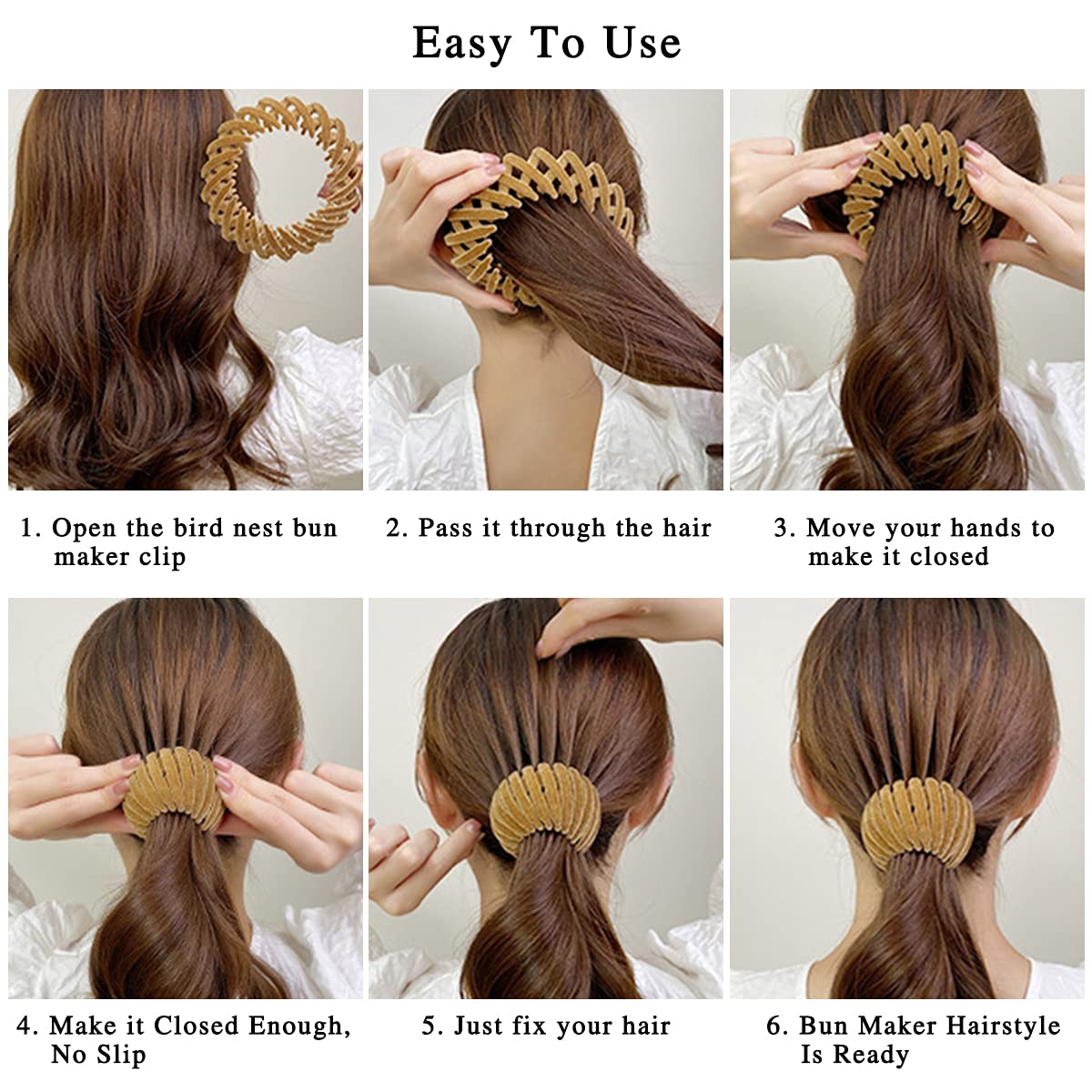 TOBATOBA Bird Nest Magic Hair Clip, 7Pcs Lazy Bird 's Nest Plate Hairpin, Expandable Ponytail Holder, Velvet Hair Clips, Hair Ac