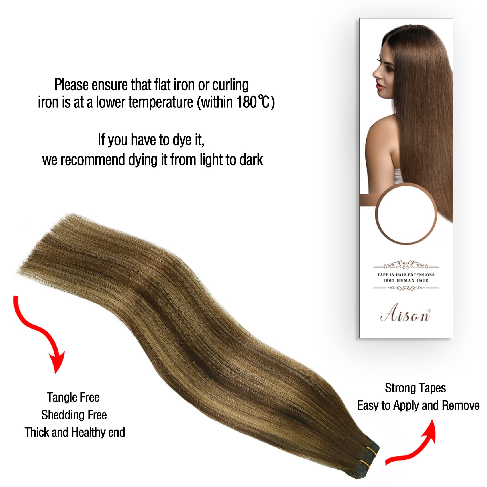 Tape in Hair Extensions 4T27P4 Chocolate Brown To Dark Blonde 100% Remy Human Hair Extensions Silky Straight for Fashion Women 2