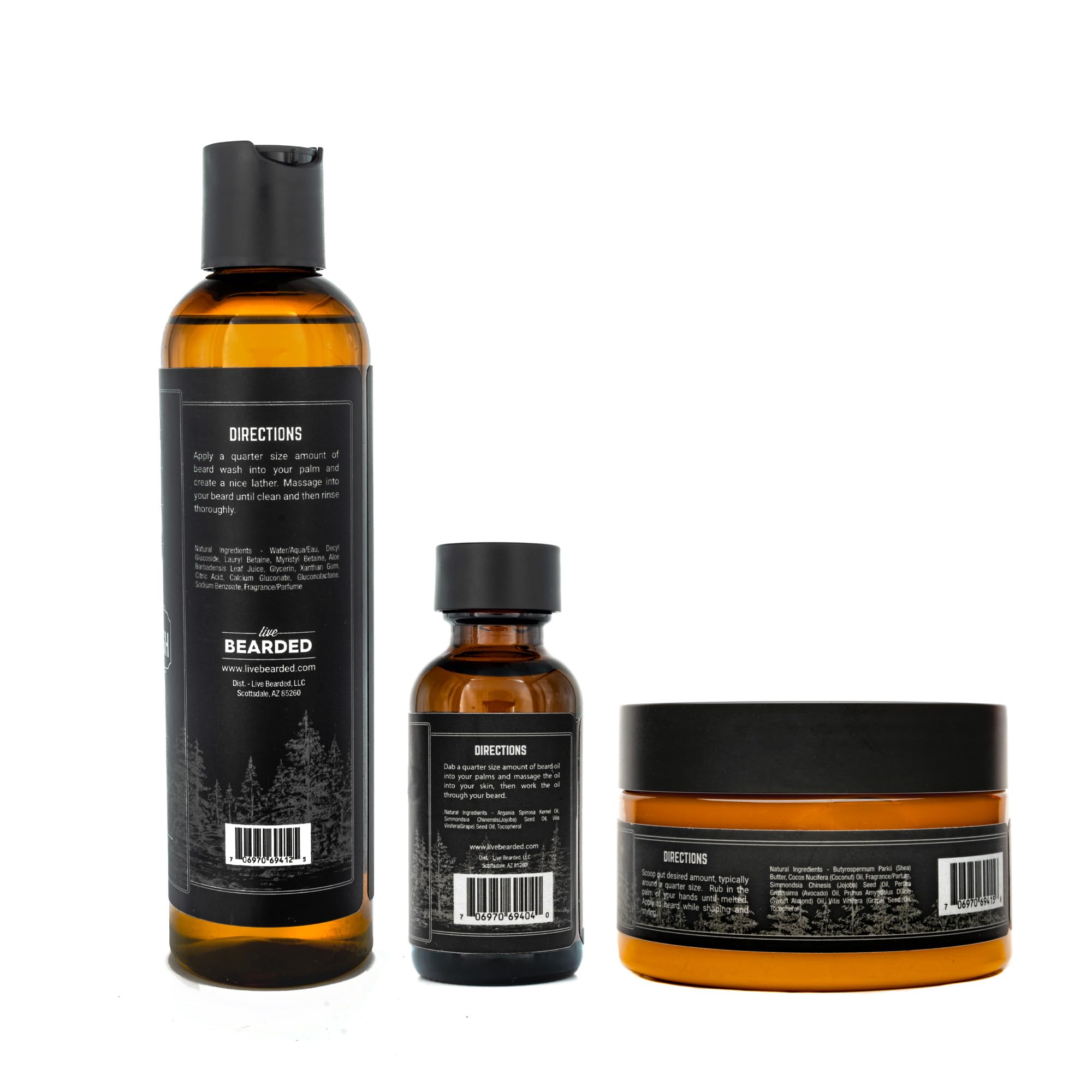Live Bearded: 3-Step Beard Grooming Kit - Straight Up - Beard Wash, Beard Oil And Beard Butter - All-Natural Ingredients With Sh