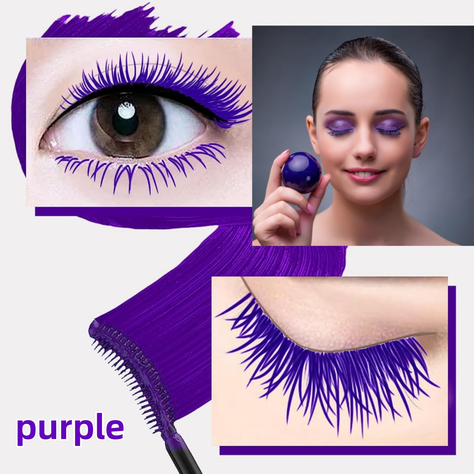 Lgszgdcn Purple Lashes Extensions Mascara Eyes Makeup Eyelash Serum Coloured Mascara Waterproof Fast Dry Eyelashes Curling Lengt
