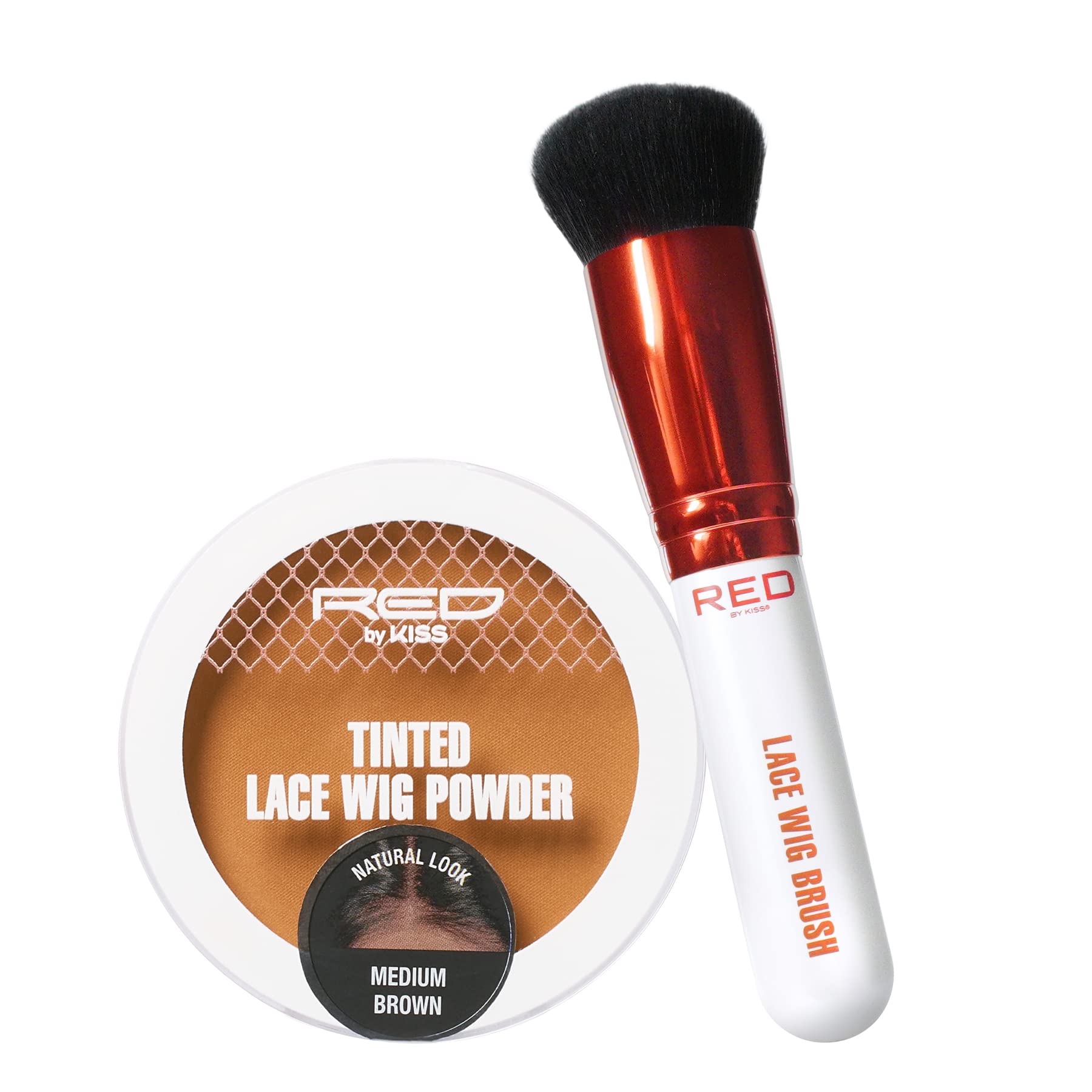 RED by Kiss Lace Wig Brush Tinted Powder Set  Matte Finish, Oil Control, Lightweight, Longlasting, Mix & Match Shade Duo