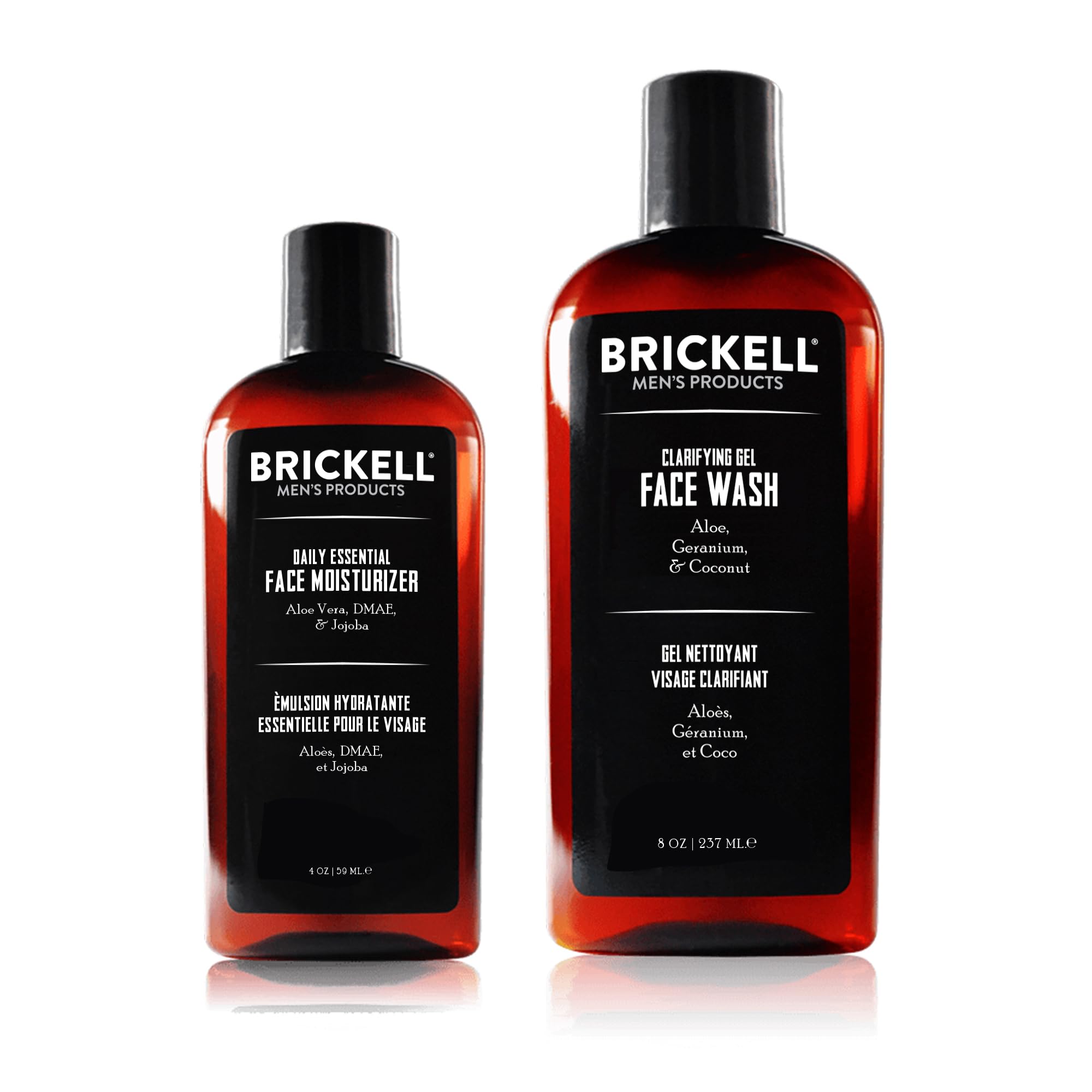 Brickell Men's Daily Essential Face Care Routine I, Gel Facial Cleanser Wash and Face Moisturizer Lotion, Men's Skincare Gift Se