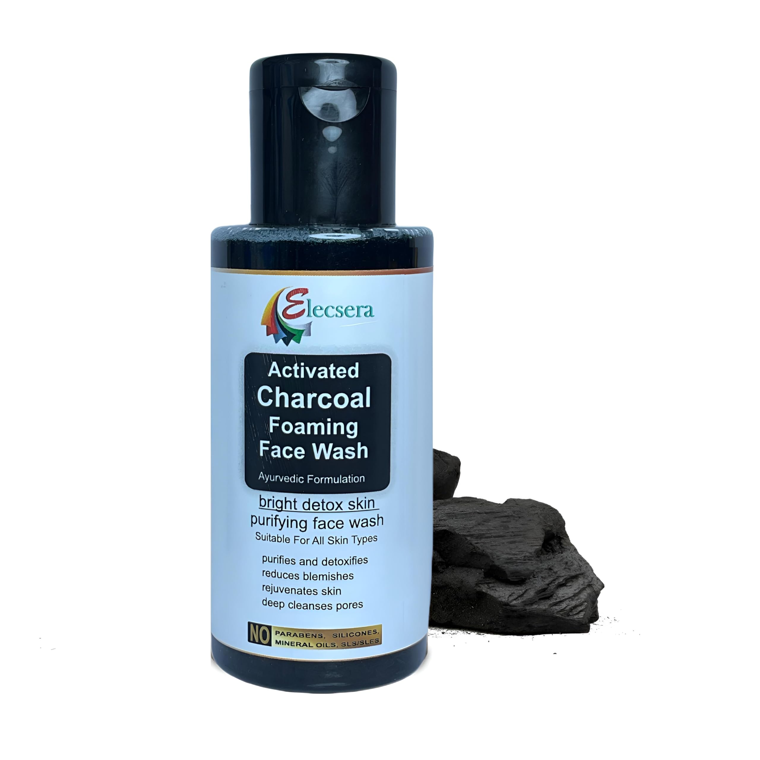 Elecsera Activated Charcoal Foaming For AntiPollution & Oil Control Reduce Oil Skin And Dark Spot Face Wash (100 Ml)