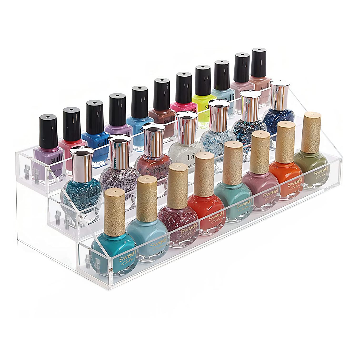 Minesign Nail Polish Holder Organizer Clear Acrylic Nail Polish Tray Fingernail Polish Display Case 3 Layers Essential Oils Hold