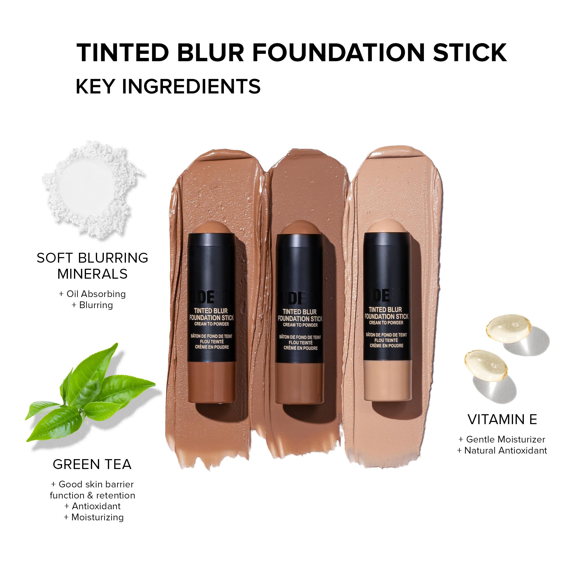 Nudestix Nudies Tinted Blur Foundation Stick, Matte Cream Powder Multitask Makeup to Tint, Blur, Blot Skin and Sculpt Face, Ligh