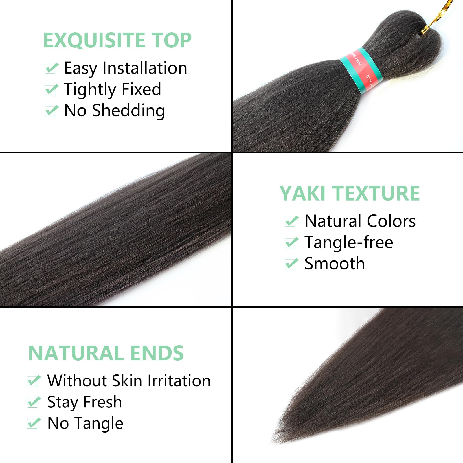 Black Brown Pre Stretched Braiding Hair 2 Packs Pre Feathered Braid Hair Extensions 30 Inches Kanekalon Hair Braids