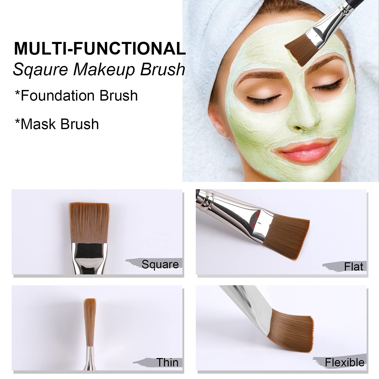 Energy Square Foundation Brush For Liquid Cream Makeup Professional Flat Face Mask Brush For Facial Premium Soft Synthetic Conto