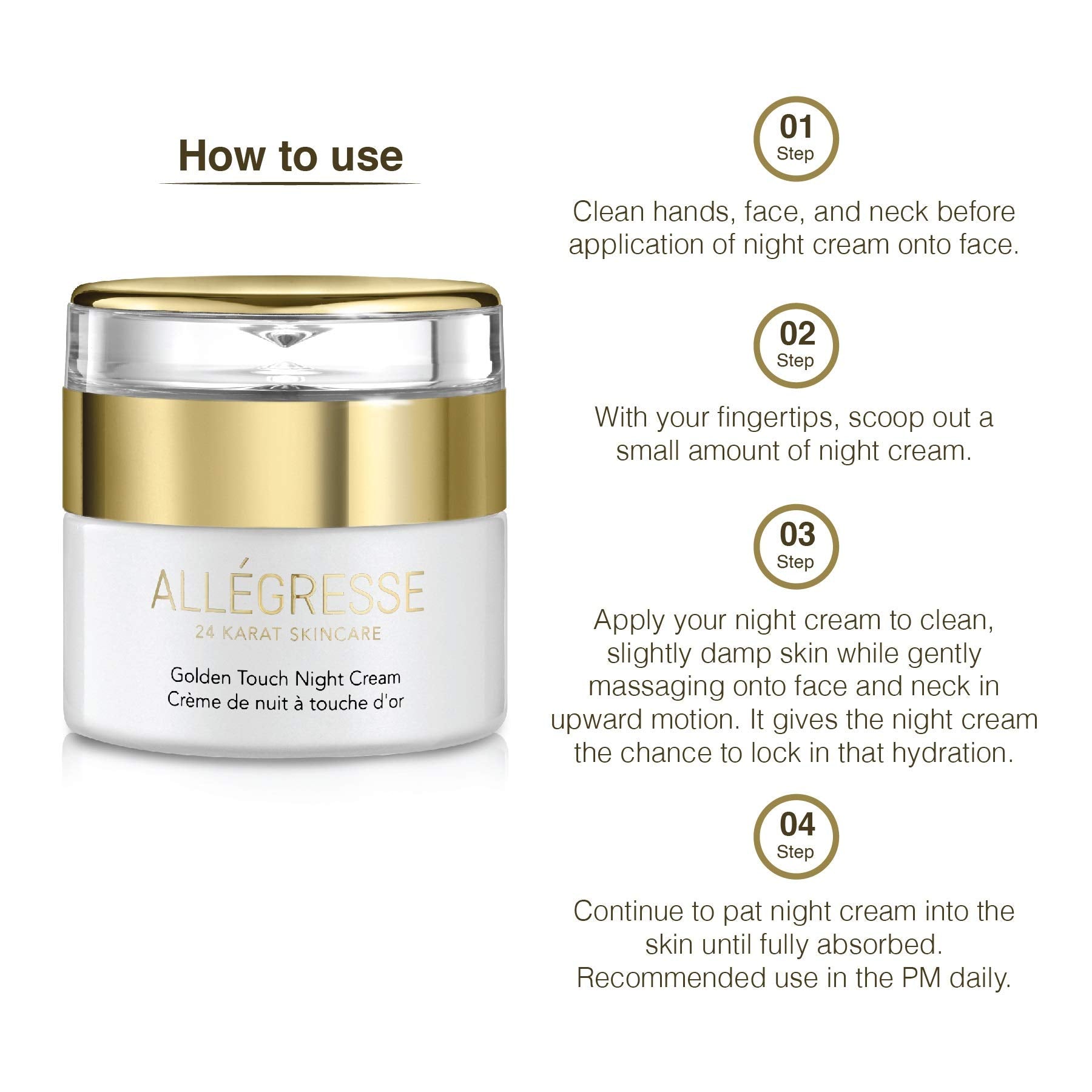 ALL  GRESSE 24 KARAT SKINCARE Golden Touch Night Cream - Anti Wrinkle PM Moisturizer for Face & Neck - Anti-Aging - Antioxidants
