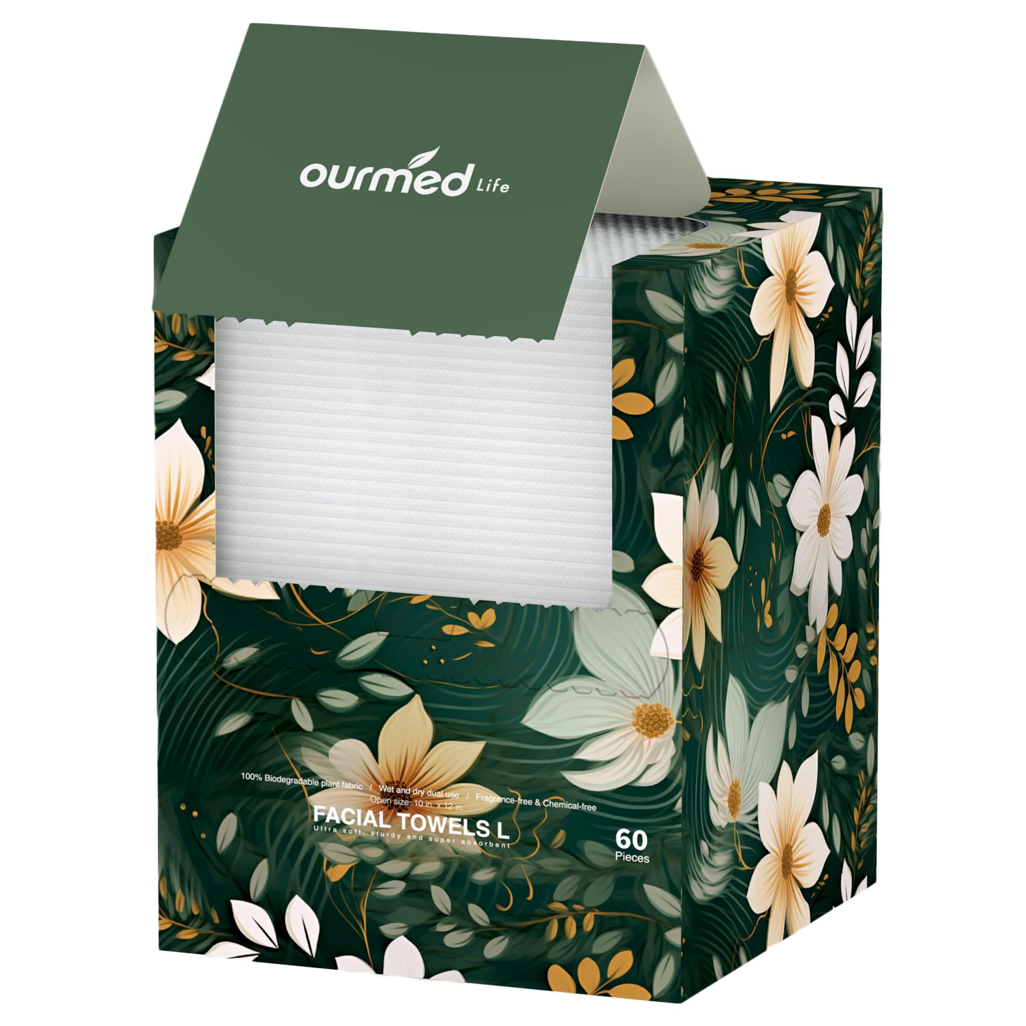 Ourmed Life Disposable Face Towels, Clean Facial Wash Cloth without Lint, Biodegradable Cleansing Dry Wipes, Skincare and Makeup