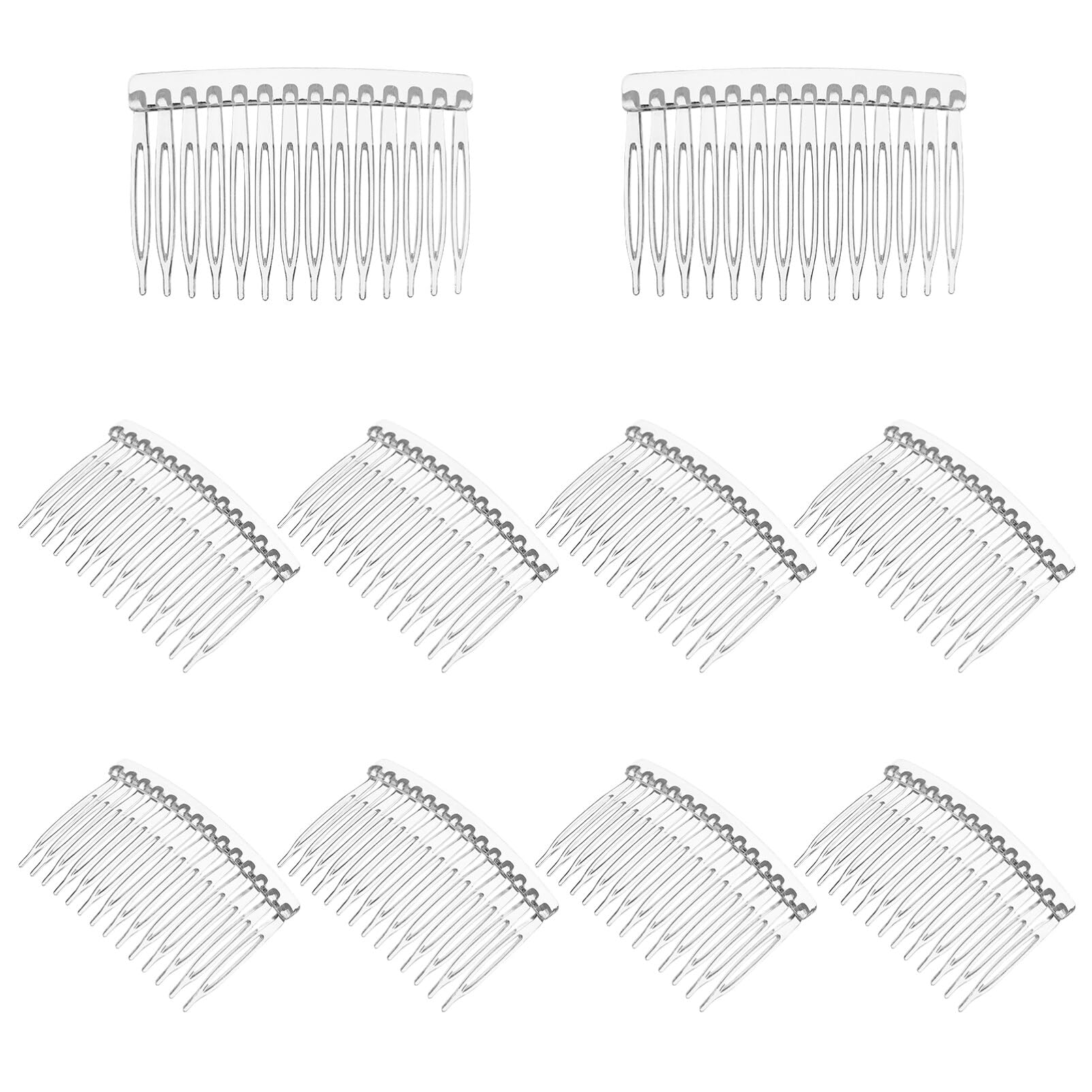Uonlytech 10pcs 14 Teeth Plastic Hair Side Combs, Small French Teeth Hair Combs Hair Clip Combs Clear Barrettes Bun Holder for W
