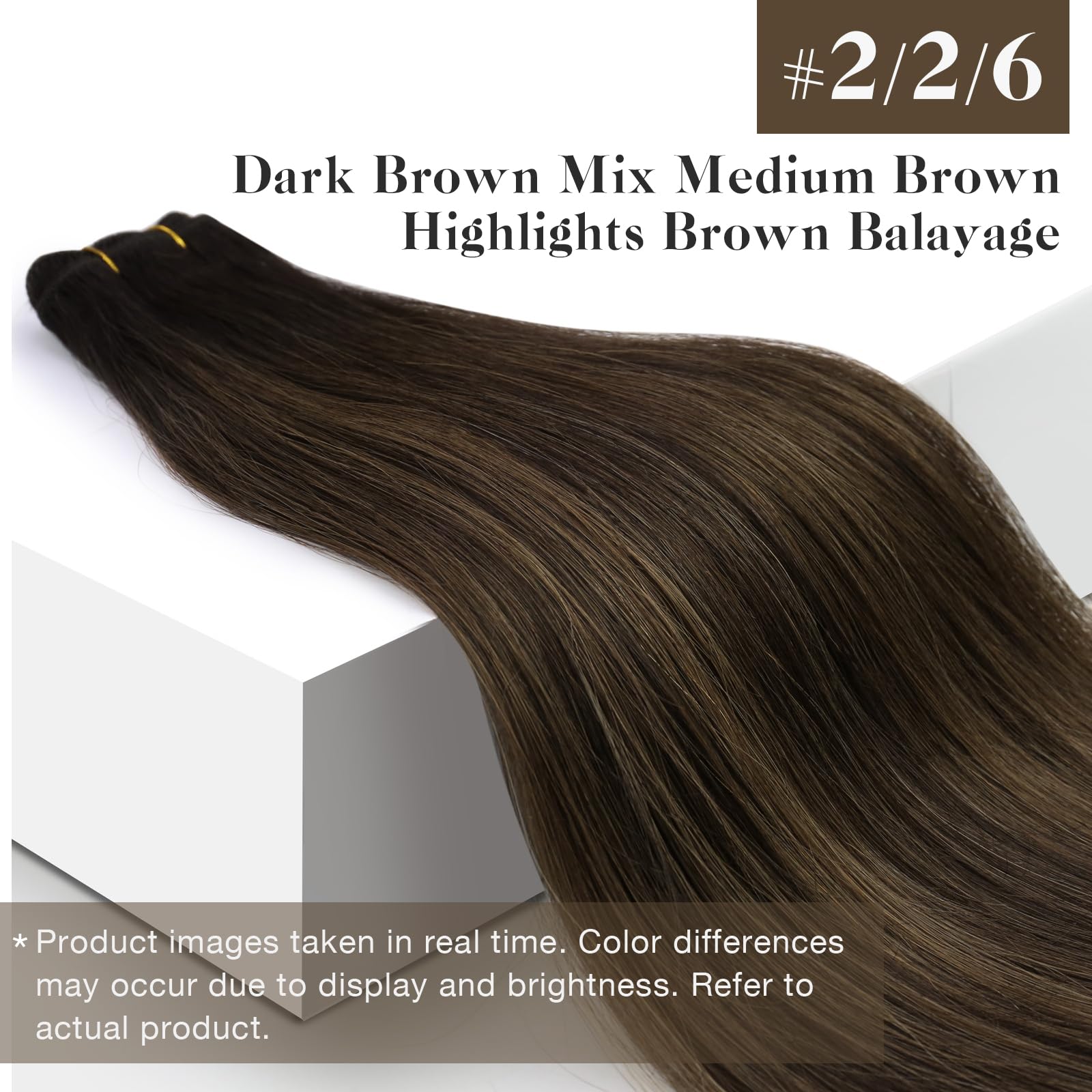 Sunny Weft Hair Extensions Real Human Hair Balayage Sew in Extensions Dark Brown Mix Medium Brown Long Hair Sew in Ombre Hair Ex