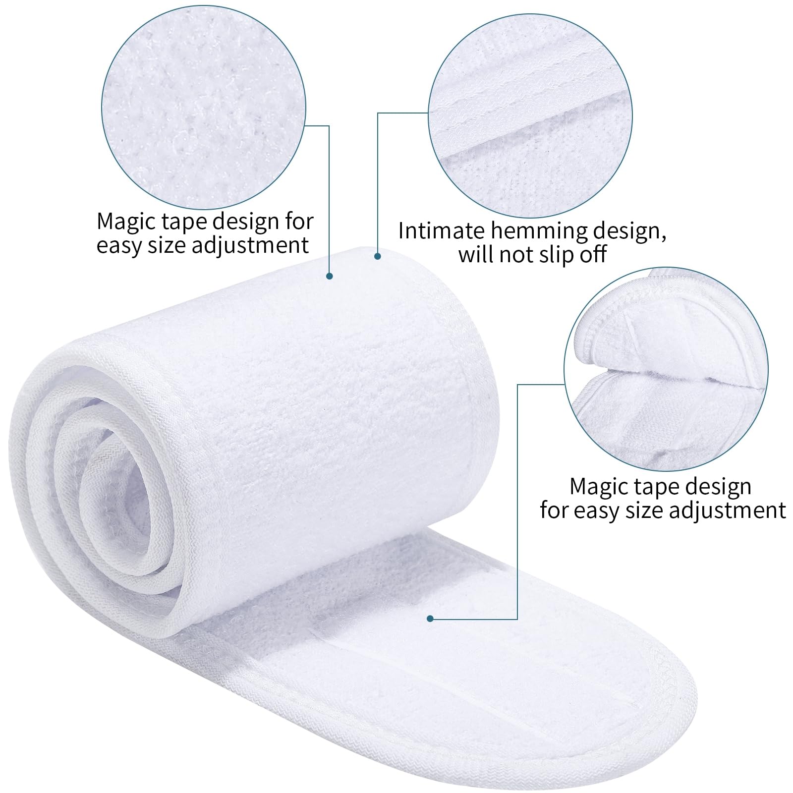 Obeoby 4 Pack Spa Facial Headbands For Women, Face Wash Headband Adjustable Make Up Wrap Head For Washing Face Shower Yoga