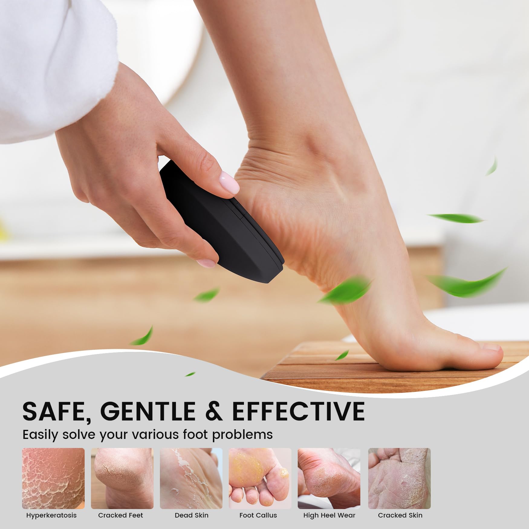 Bezox Nano Glass Foot Pumice Stone Callus Remover With Cover - Gentle Glass Foot File Scraper, Effective Feet Scrubber For Dead