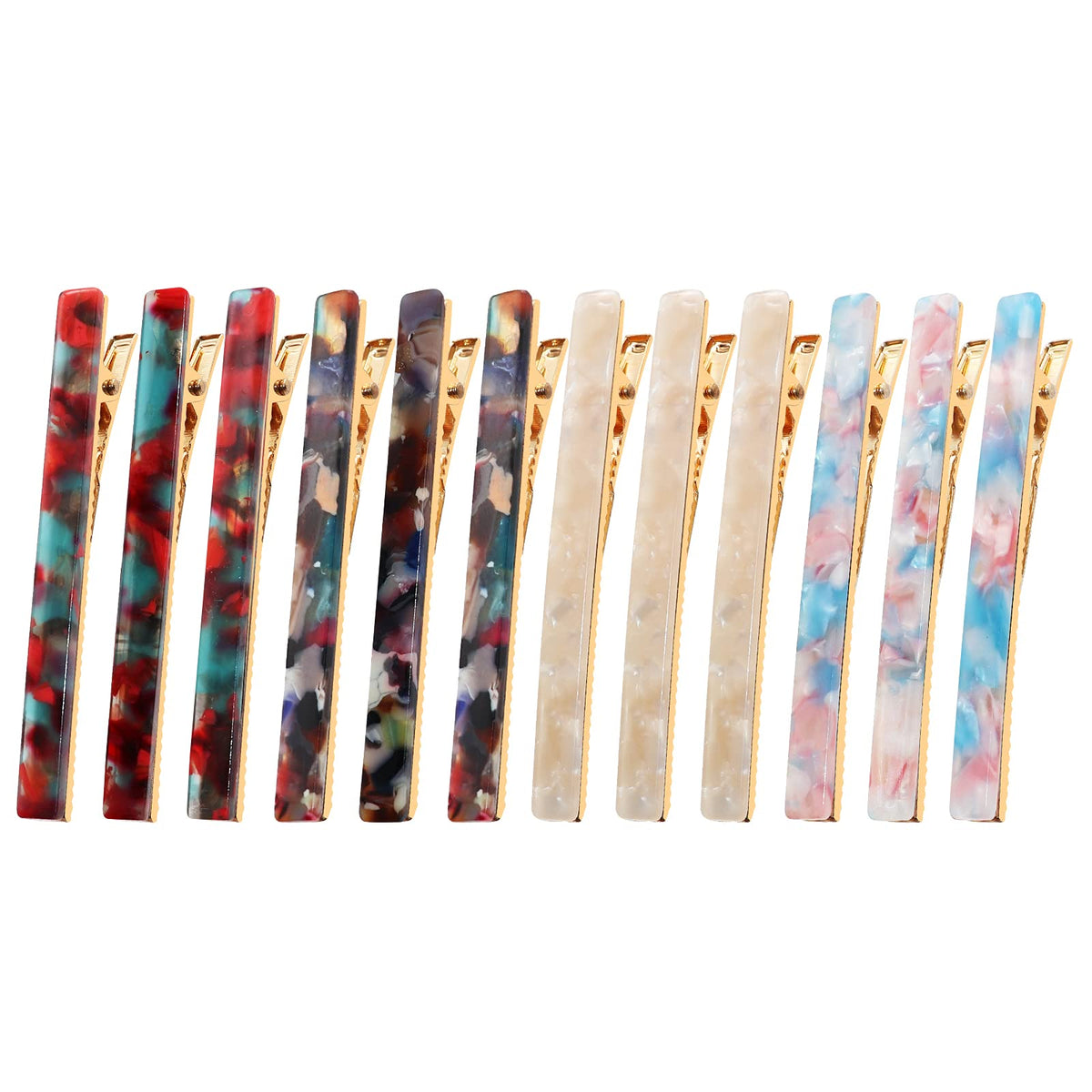 Cobahom 12Pcs Hair Clips Metal Duckbill Clips Leopard Print Hair Clips Teeth Hair Pins Chic Tortoise Shell Hair Barrettes for Wo