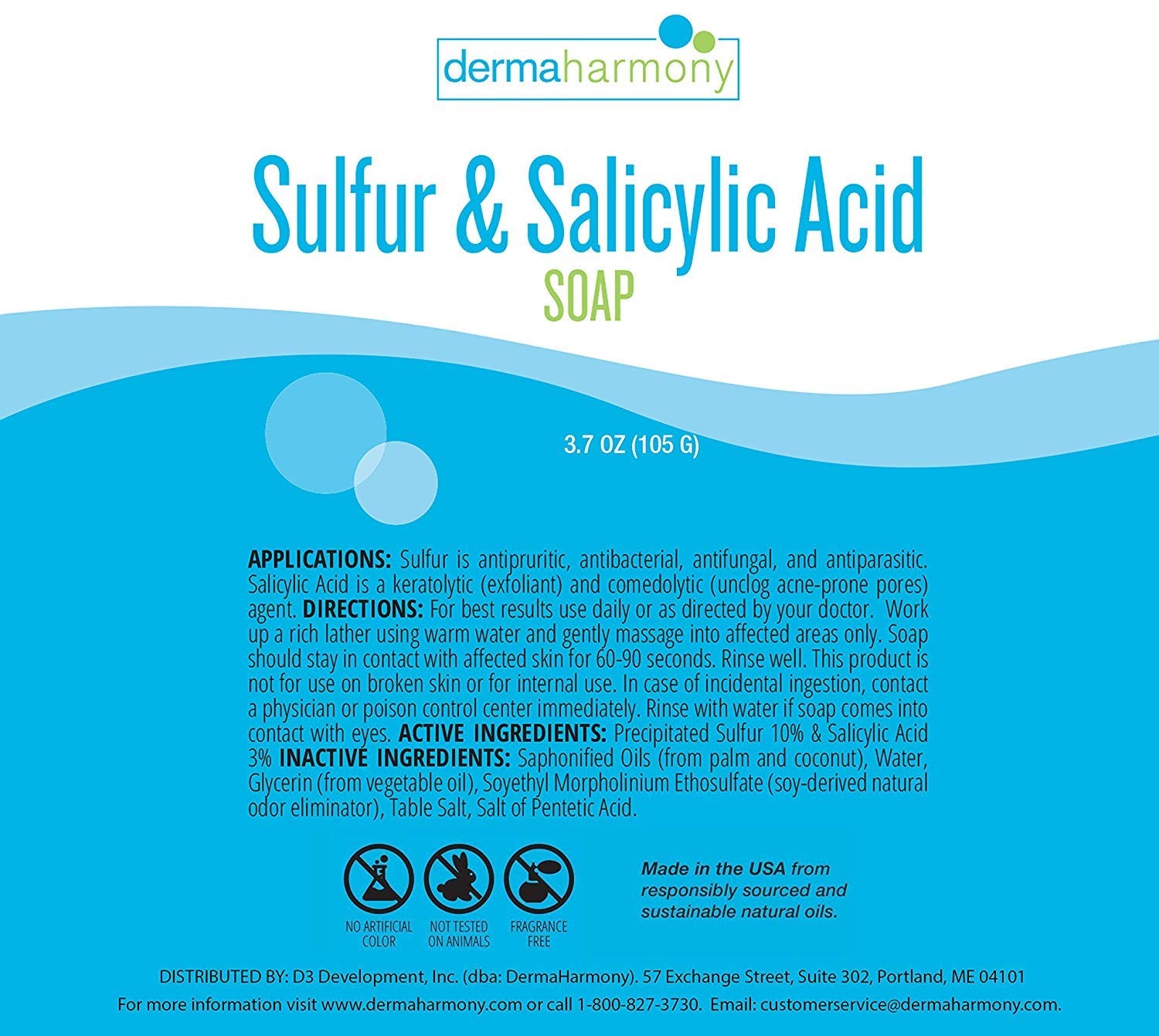 DermaHarmony 10% Sulfur and 3% Salicylic Acid Bar Soap 37 oz (2 Bars)