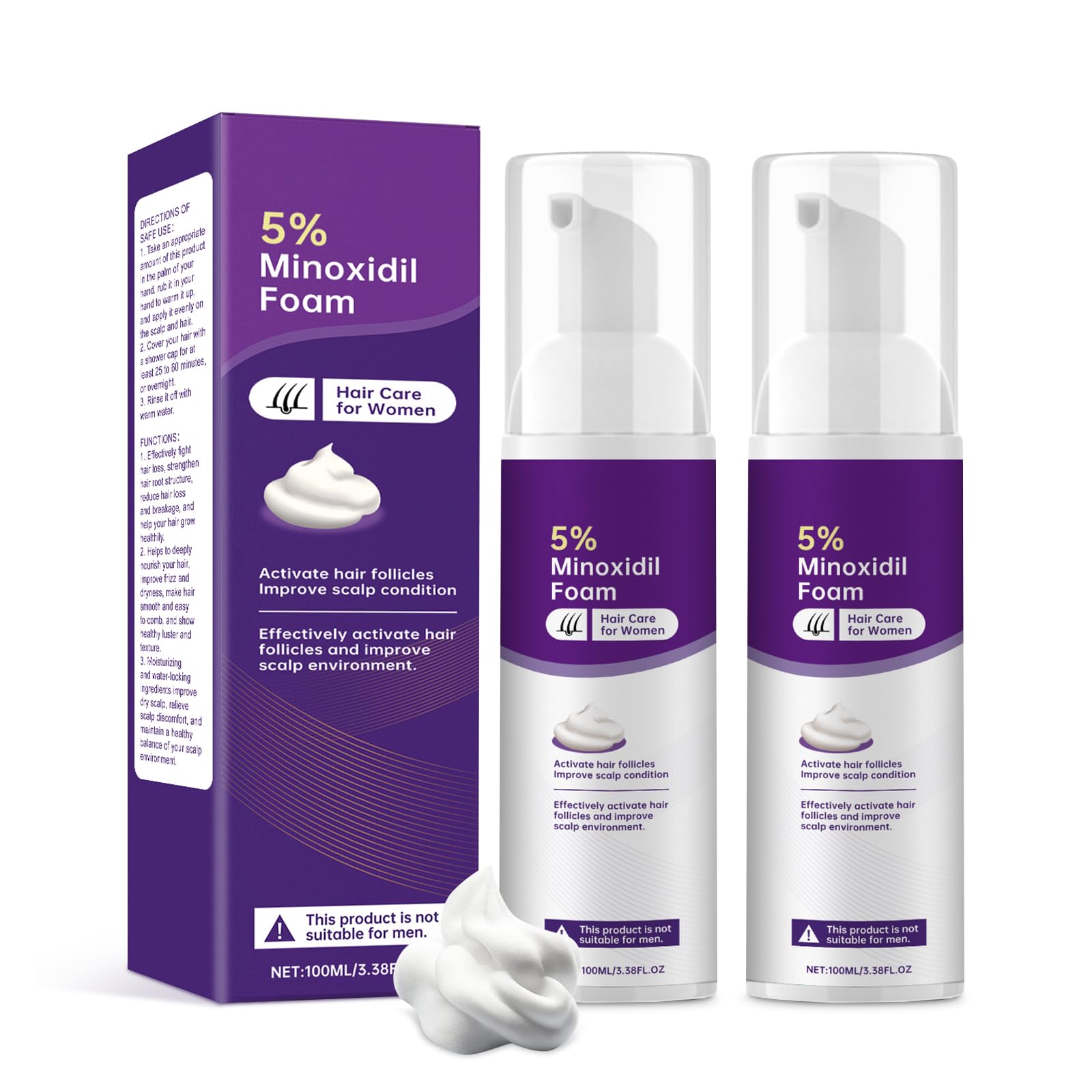 5% Minoxidil Foam for Women Hair Growth Foam Suitable for Hair Thinning Receding Hairline and Hair Loss to Hair Regrowth Get Thi