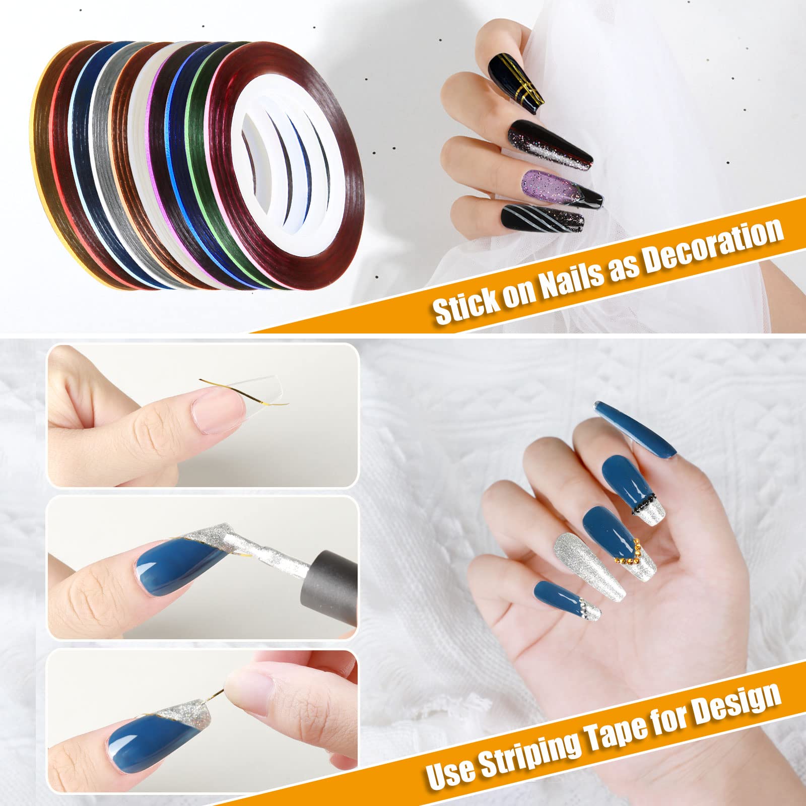 Teenitor Nail Pen Designer, Stamp Nail Art Tool With 15Pcs Nail Painting Brushes, Nail Dotting Tool, Nail Foil, Manicure Tape, C