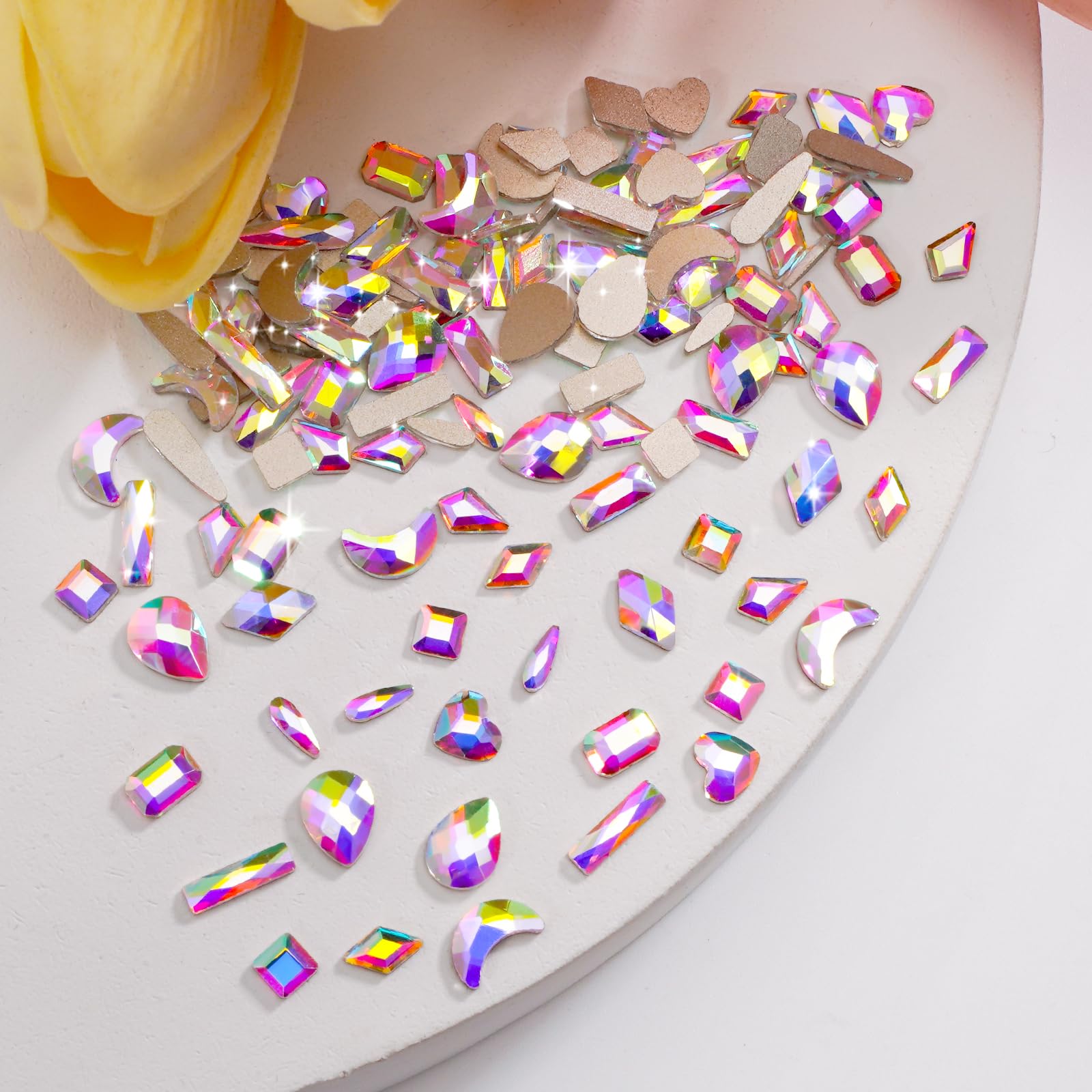 Canvalite 1820Pcs Rhinestones Nail Gems, 12 Styles 3D Glass Crystals Charms Shiny Multi Shape Flatback Nail Rhinestones For Nail