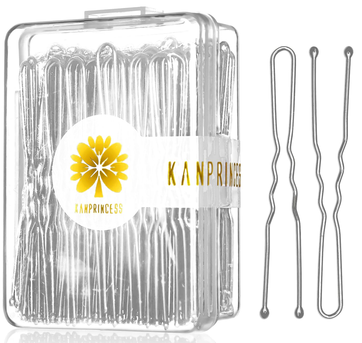 KANPRINCESS 100PCS 2.4Inch U Shaped Hair Pins,Brown Bobby Pins for All Hair Types,Hair Pins for Women,Pain-Free U Pins for Buns 