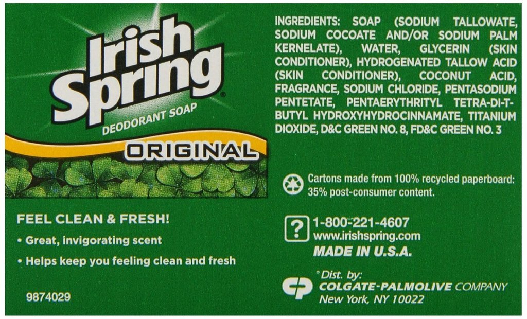 Irish Spring Bath Bar Soap, 12 Count, Original, 45 Oz