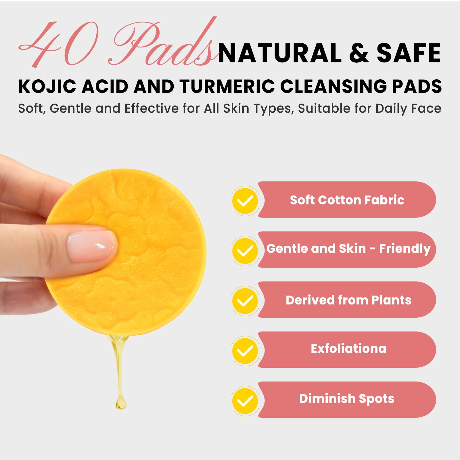Turmeric Kojic Acid Cleansing Pads: Turmeric Cleansing Pads For Dark Spots And Exfoliating Face Scrub Pad For Deep Cleansing Oil