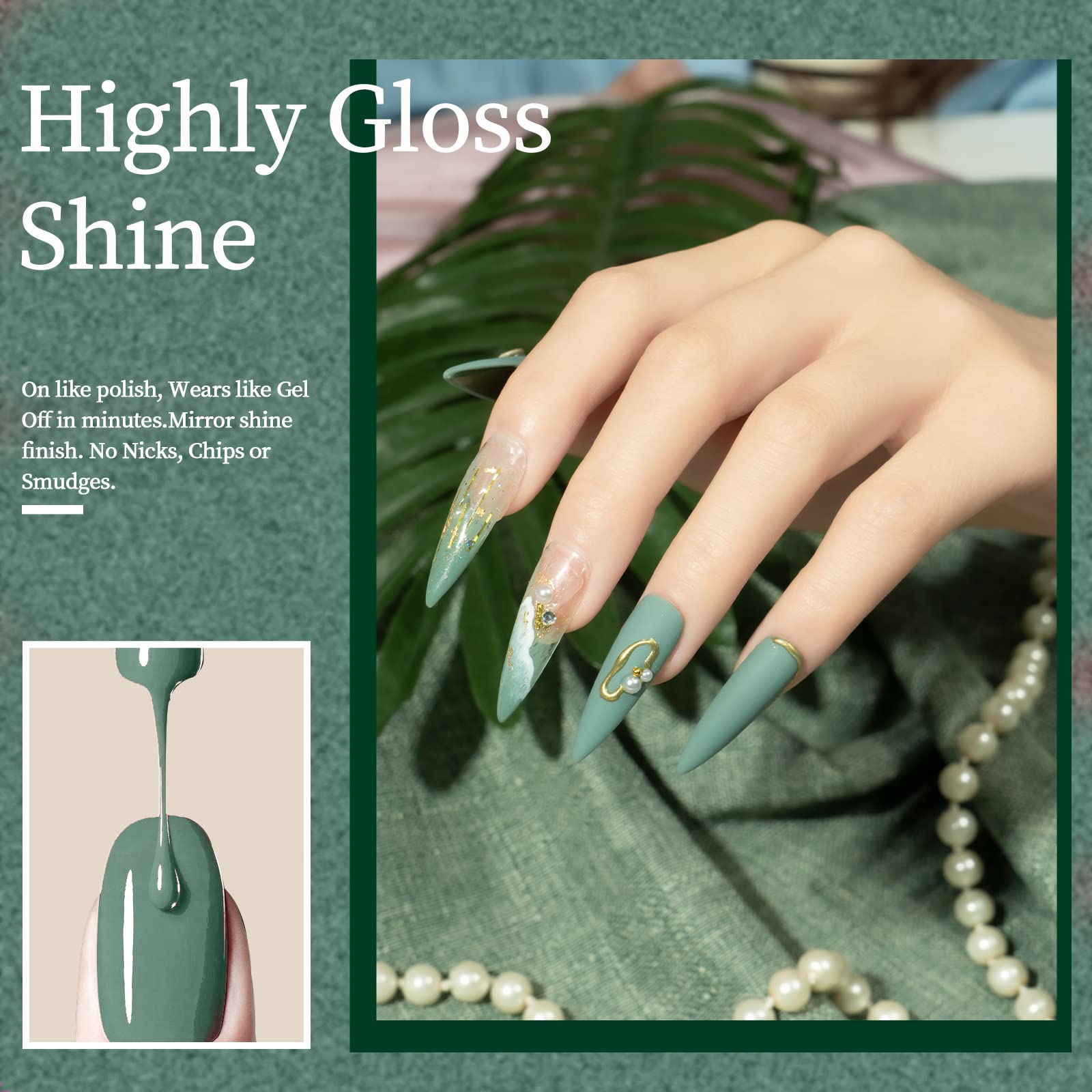 Maychao 15Ml Sage Green Gel Nail Polish 1Pc Green Gel Polish Soak Off Uv Led Nail Gel Polish Nail Art Starter Manicure Salon Diy