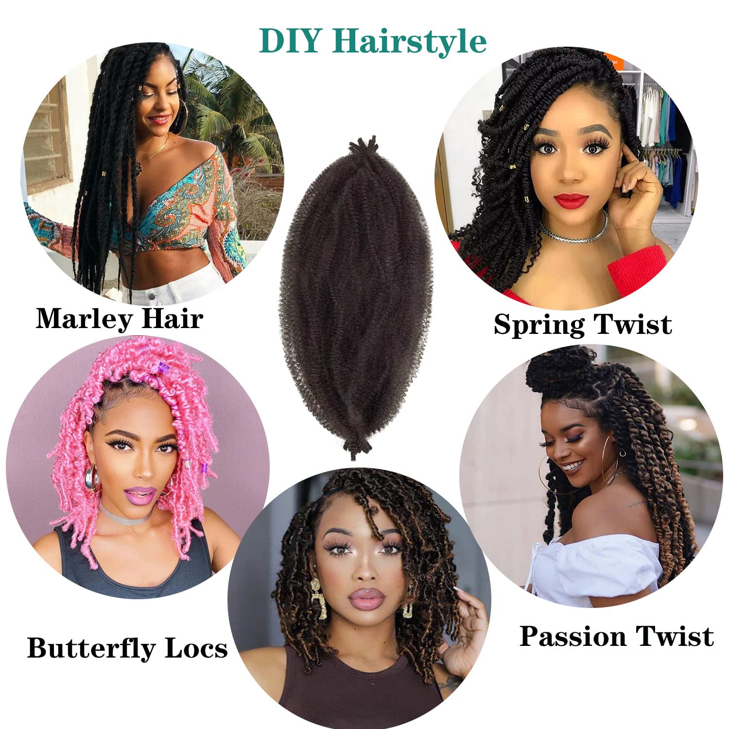 12 Inch Wrapping Hair For Soft Locs 8 Packs Pre-Separated Springy Afro Twist Hair,Marley Hair For Soft Locs Kinky Afro Twist Cro