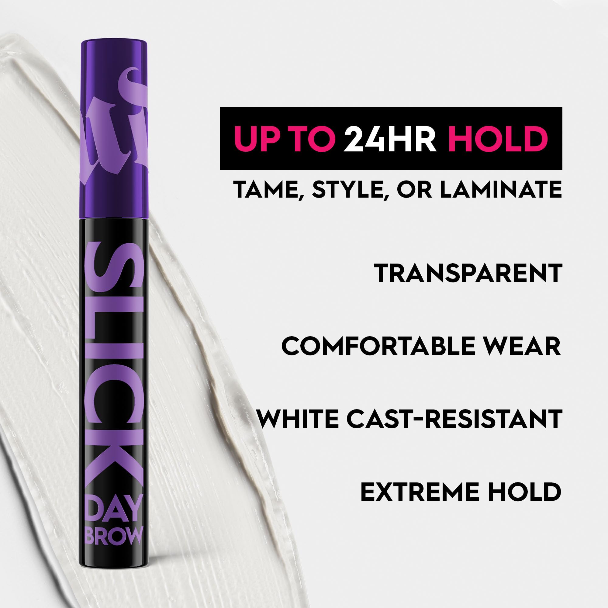Urban Decay Slick Day Strong-Hold Clear Brow Gel, Lifted, Laminated Eyebrows, Up To 24 Hr Wear, Comfortable Feel With Water-Base