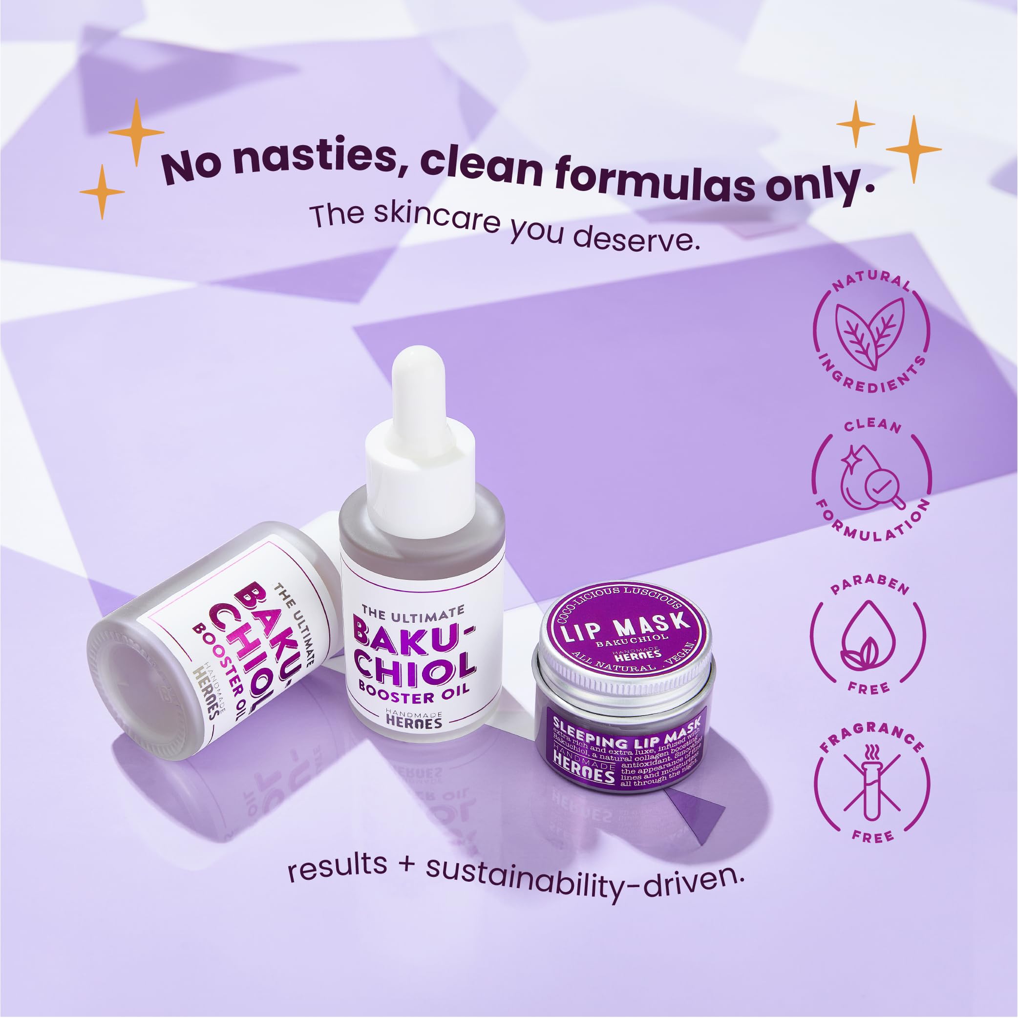 Handmade Heroes 2% Bakuchiol Booster Oil With Sugarcane Squalane, All Natural Retinol Alternative For Radiant And Line Smoothing