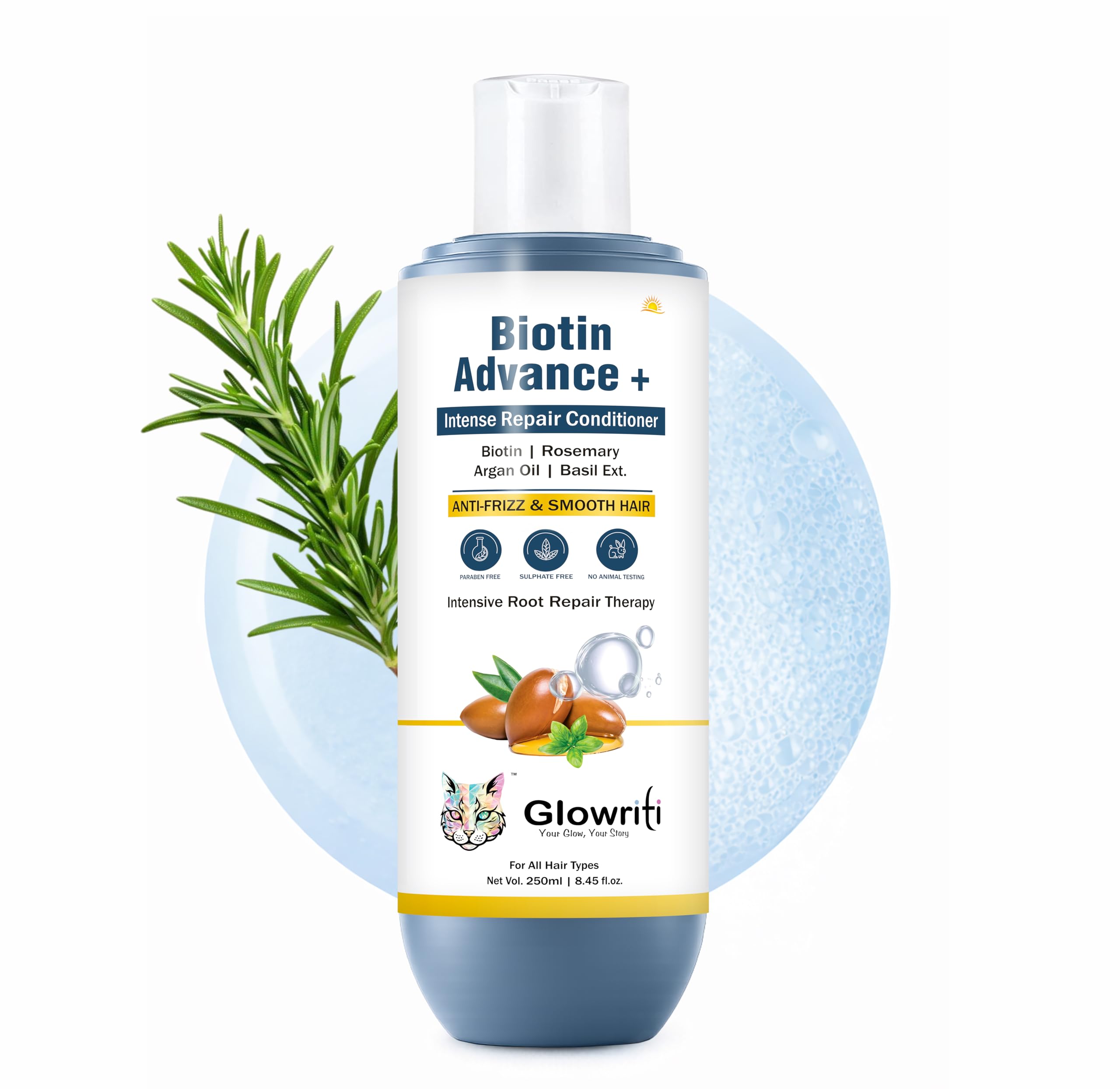 Glowriti Biotin Advance+ Anti Hair Fall Conditioner  With Rosemary & Argan Oil For Hair Growth & Strength  SulfateFree Deep C