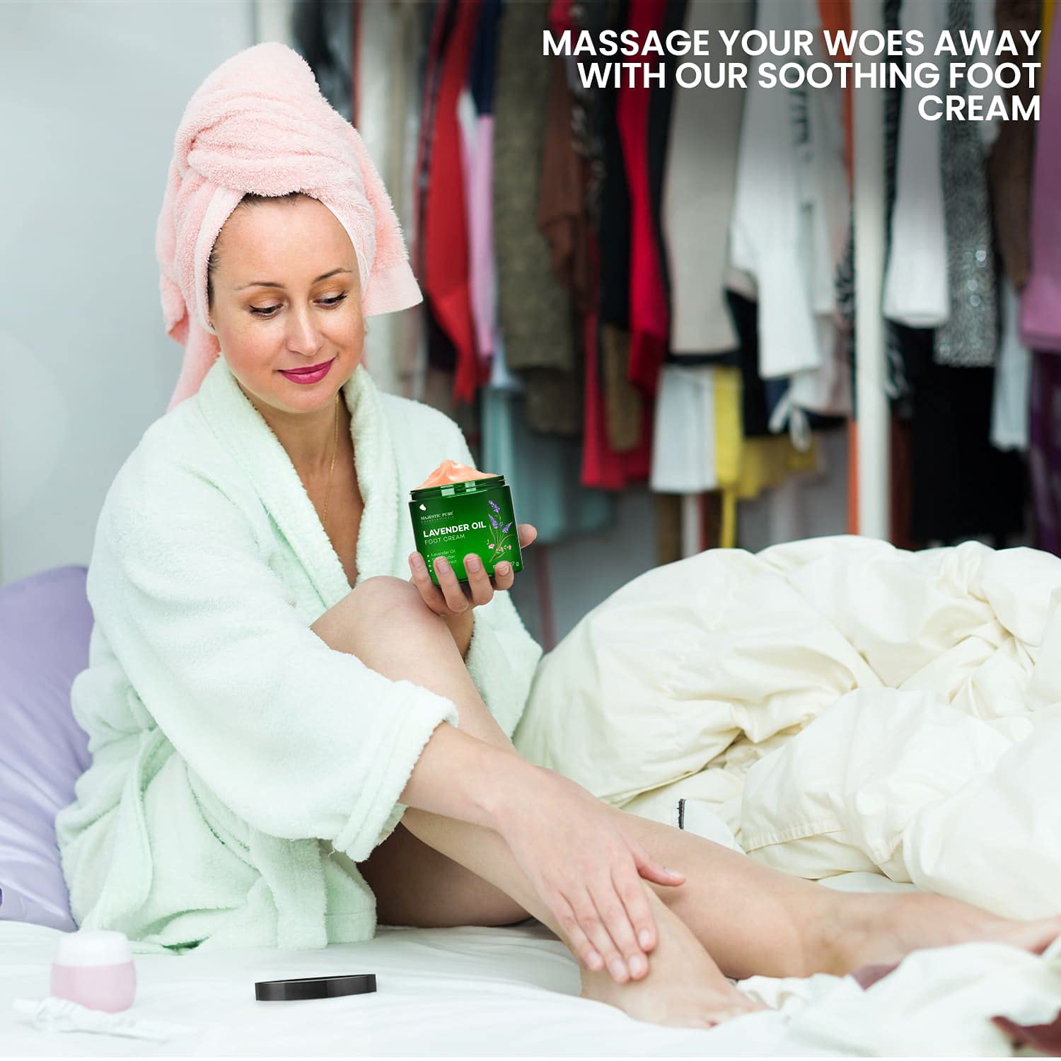 Majestic Pure Lavender Oil Foot Cream, Warming Cream - Calluses, Dry Cracked Feet, Hands, Heels, Elbow, Nails, And Knees - Softe