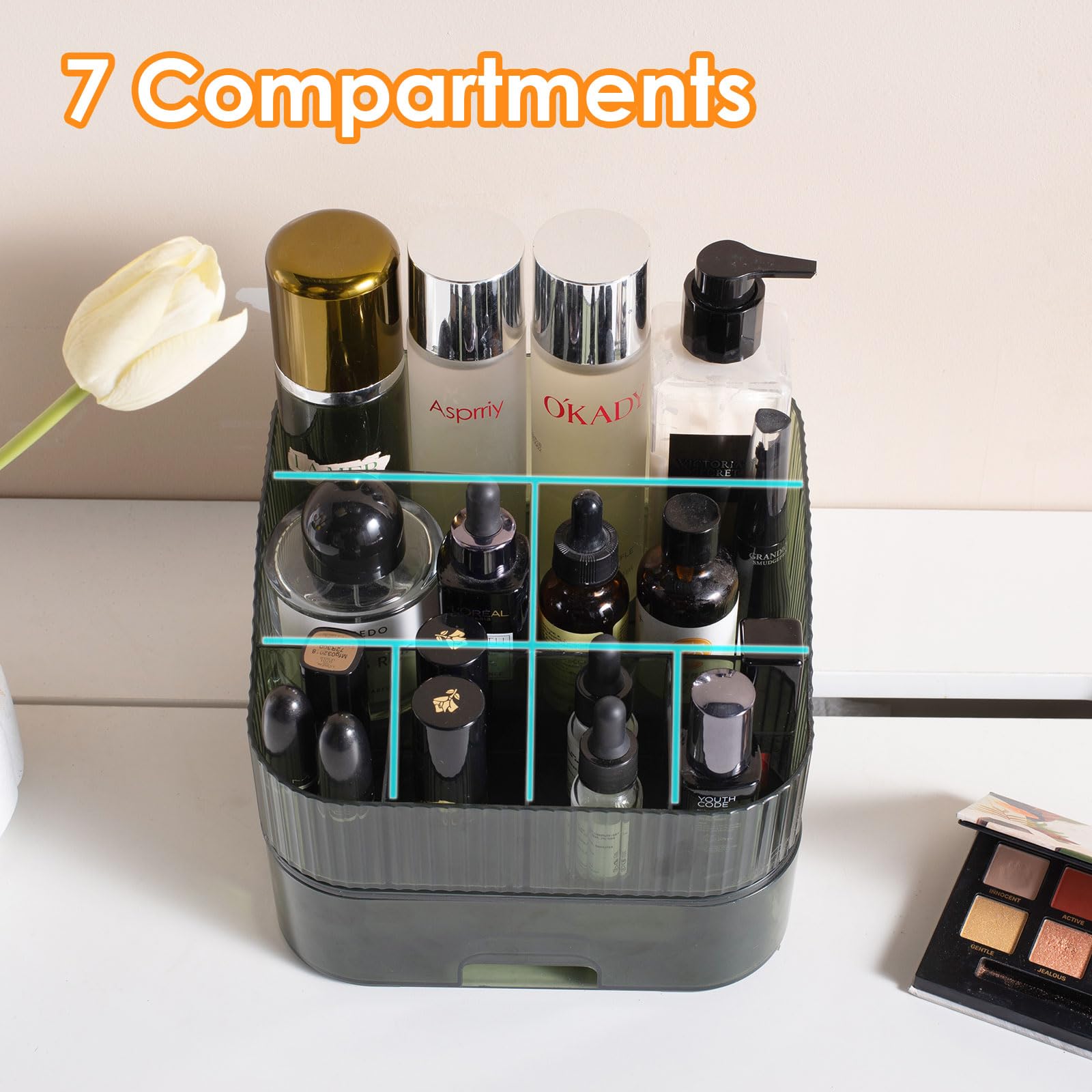 Yoolens Makeup Organizer With Stackable Drawer Countertop Vanity Cosmetics Organizers For Skincare Perfumes Lotions Lipsticks, G