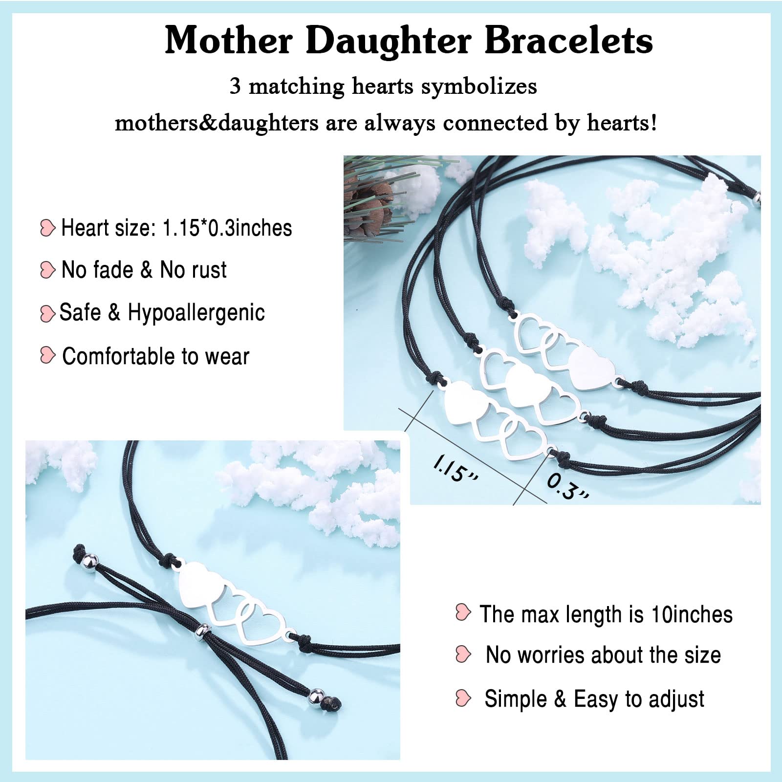 UNGENT THEM Back to School Stuff Mommy and Me Mother Daughter Bracelets Daughter Gifts from Mom First Day of School Bracelet Bir