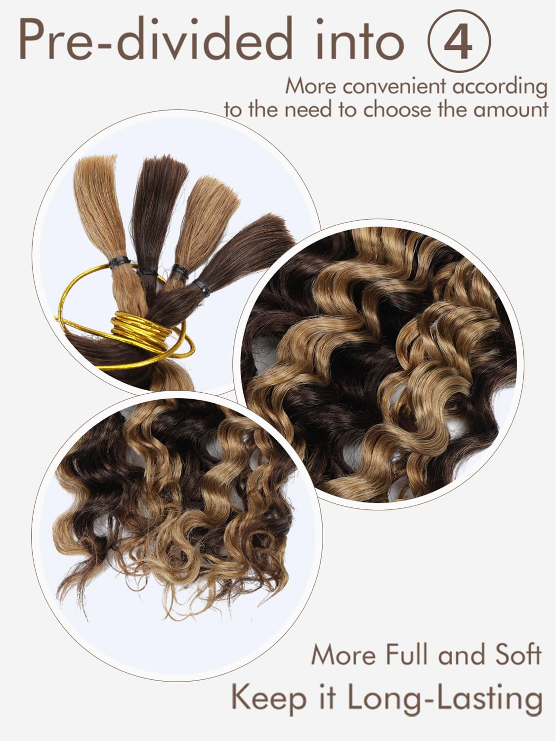 Ombre Braiding Hair 100G 24 Inch P4/27 Human Braiding Hair Deep Wave Honey Blonde Braiding Hair Highlight Water Wave Bulk Human