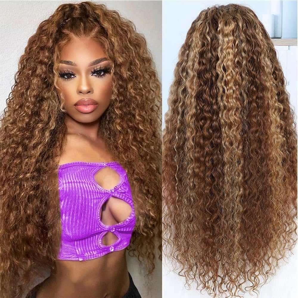 200 Density 30-Inch Ombre Highlight Lace Front Wig Human Hair 1B/27 Body Wave Lace Front Wigs for Women 13x4 Human Hair HD Lace 