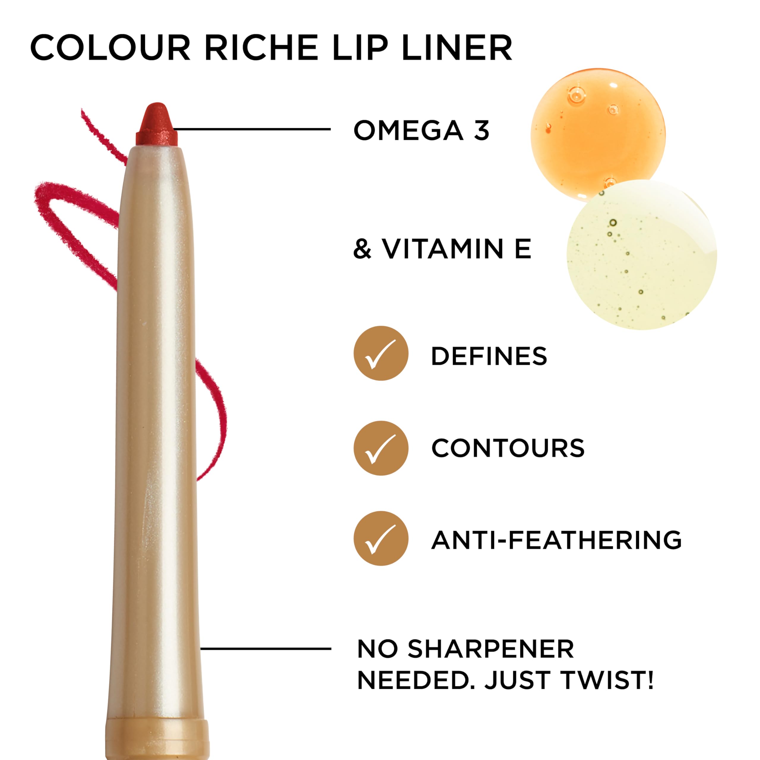 L'Oreal Paris Colour Riche Lip Liner Pencil, Creamy Lip Liner with Omega 3 and Vitamin E, 751 Eternal Mauve (Warm Berry Pink)