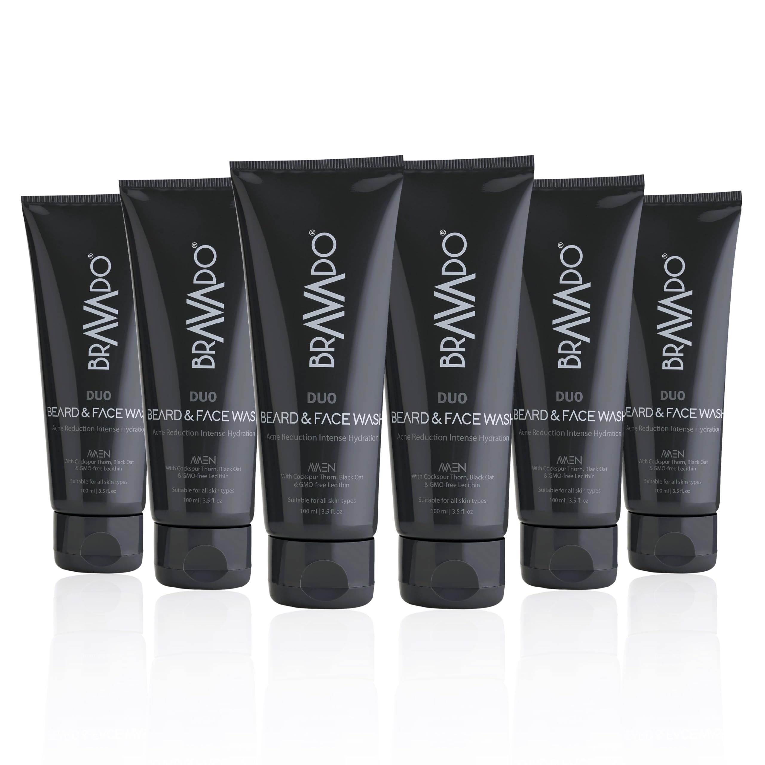 Bravado Duo Beard & Face Wash (Pack Of 6) Value Bundle | Deep Cleansing Beard Shampoo & Face Cleanser For Men | Removes Dirt Oil