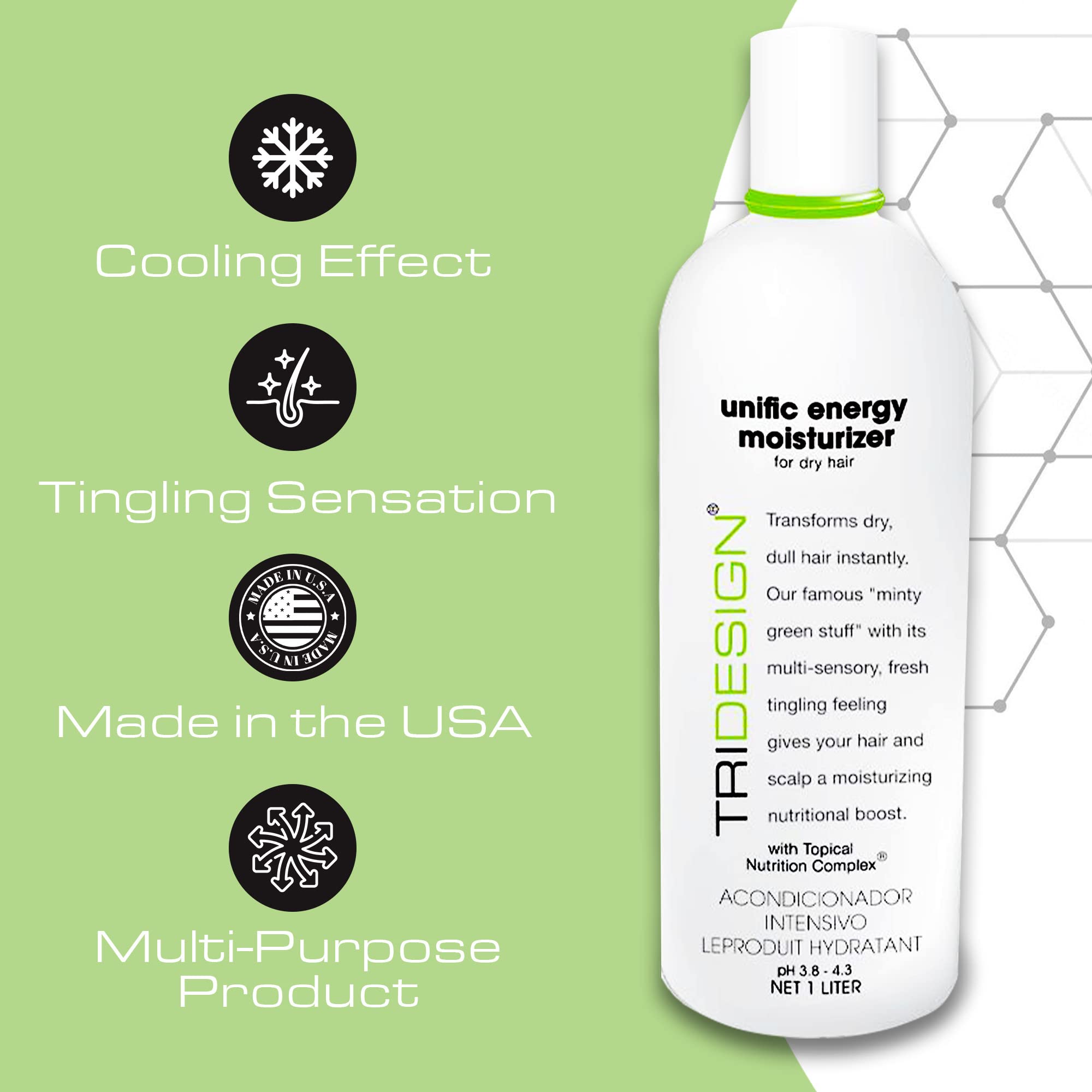 Tri Design Unific Energy Moisturizer - Deep Hair Conditioner For Dry Damaged Hair - Moisturizing Conditioner For Curly, Frizzy,