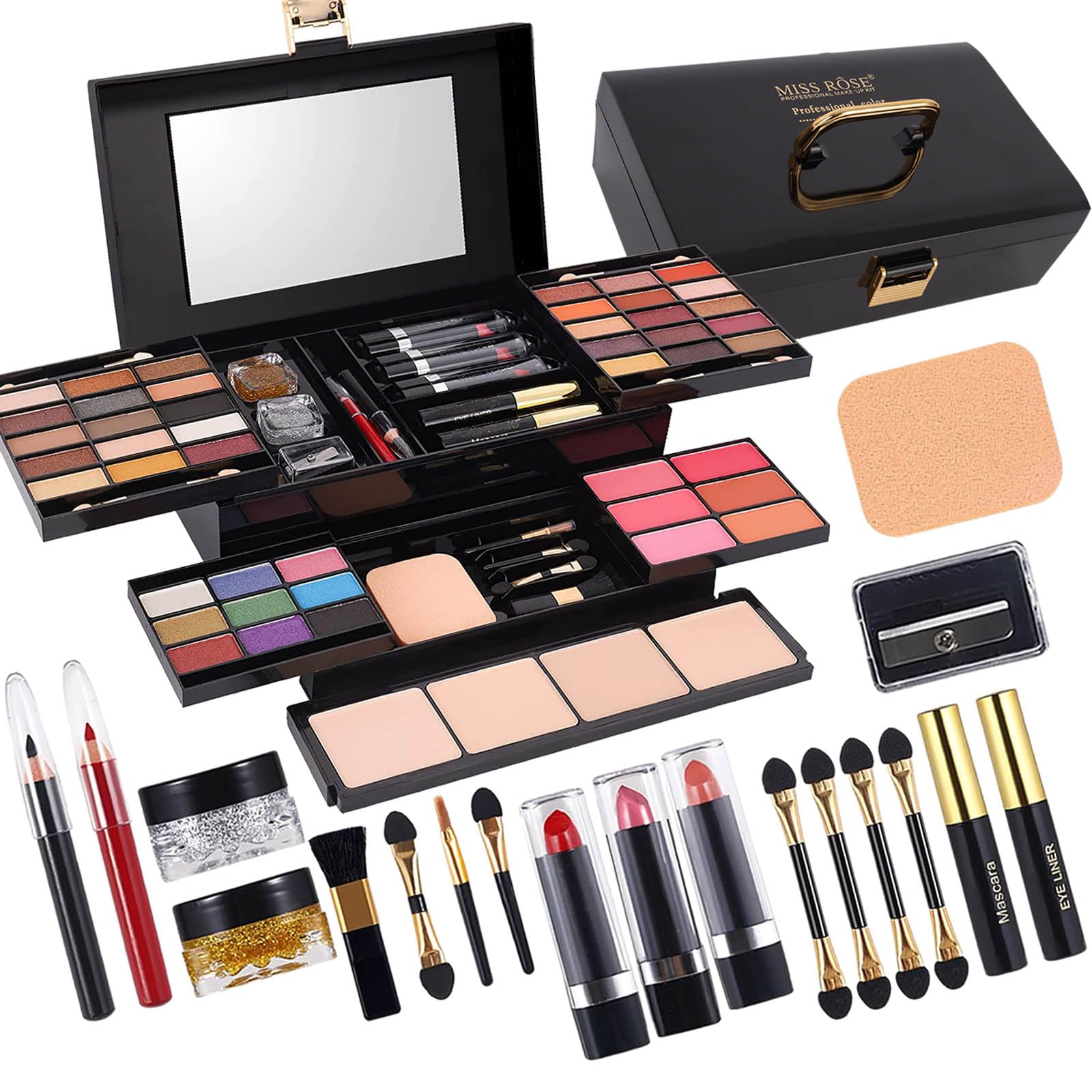 MISS ROSE M 58 Color Professional Makeup pallet, Makeup Kit for Women Full Kit, All In One Makeup Kit Set, Makeup Gift Set for w