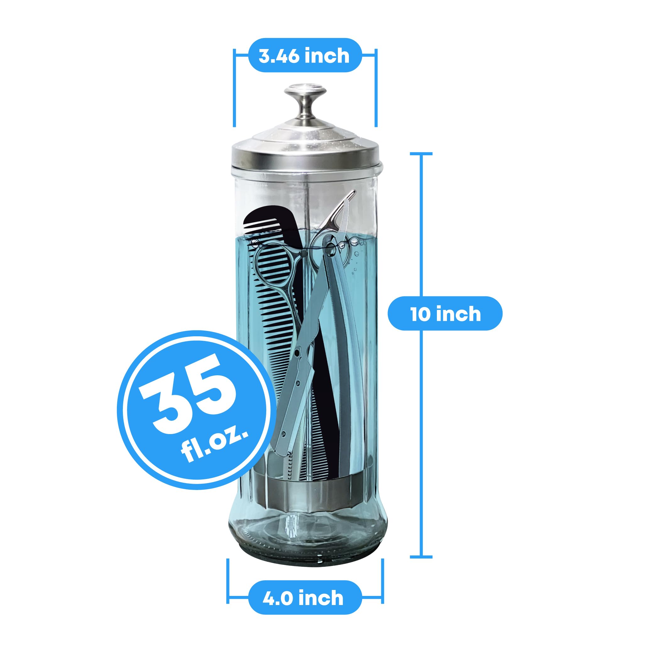 American Hawks 35 Oz Barber Disinfectant Jar Desinfectante Jar Sterlizer Jar Barber Jar Glass Manicure Containers Sanitizer Salo