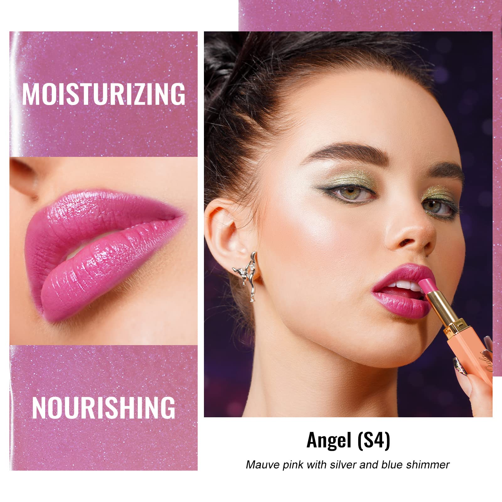 Oulac Moisture Mauve Pink Lip Gloss - 2 In 1 Shimmer Lipstick & Lip Balm, Long Lasting Hydrating, Juicy & Glossy Finish, Smooth