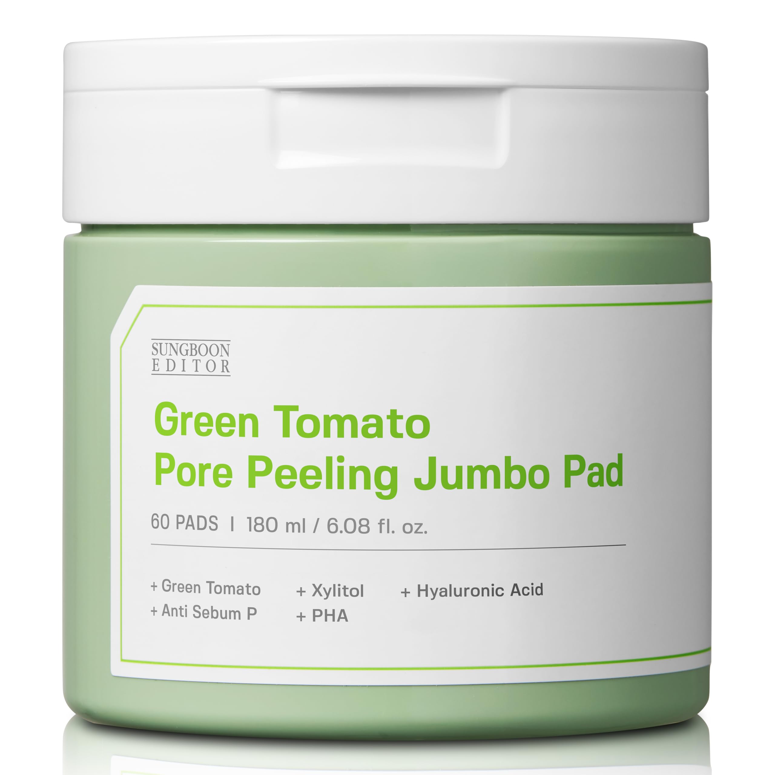 Sungboon Editor Green Tomato Pore Peeling Jumbo Pore Pad 60 Sheets | Facial Toner Pads For Minimizing Pores & Cleaning & Deep Hy