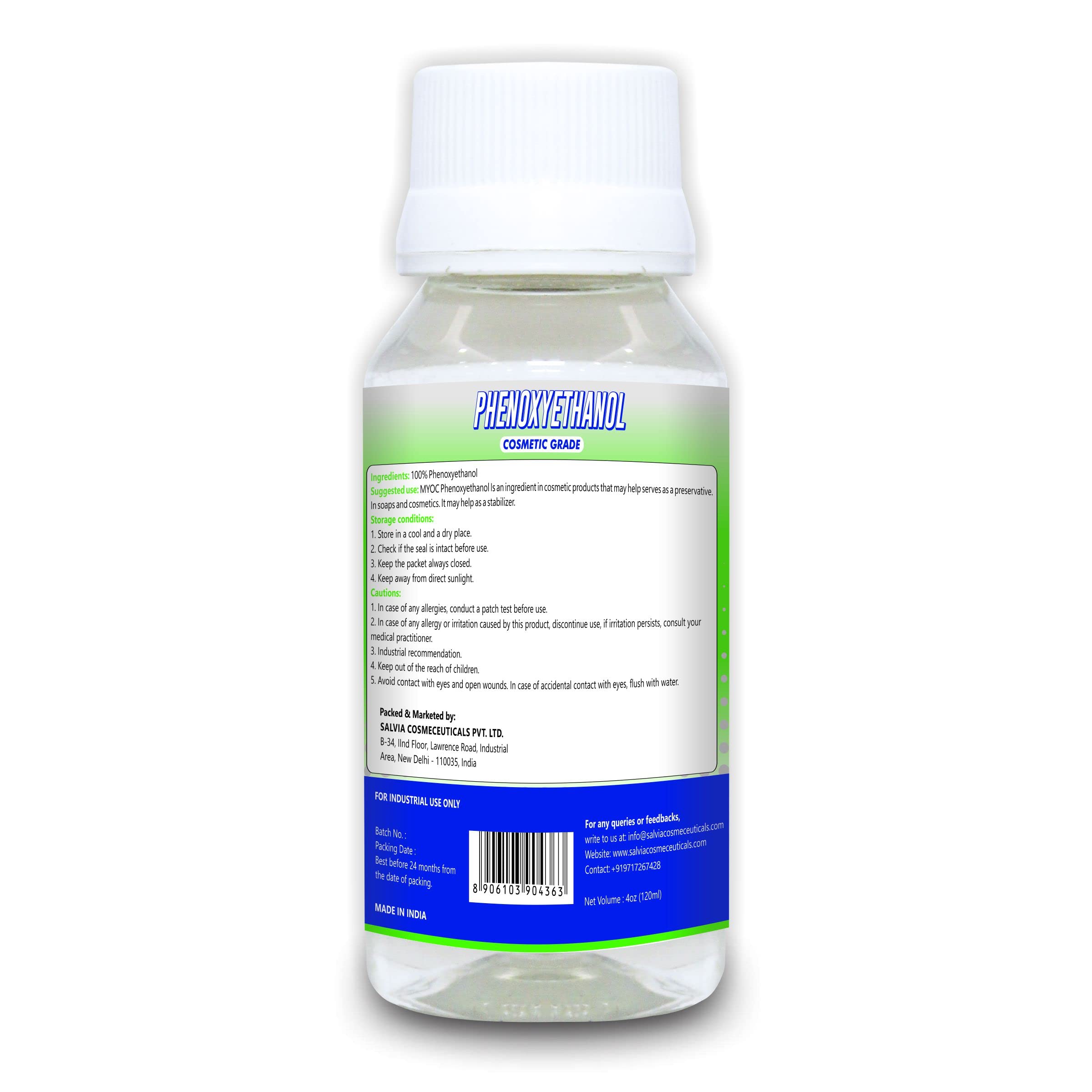 Myoc Phenoxyethanol Liquid | Liquid For Preservative,Used In Skin Moisturizer, Sunscreen, Acne Care, Hair Care, Baby Products, C