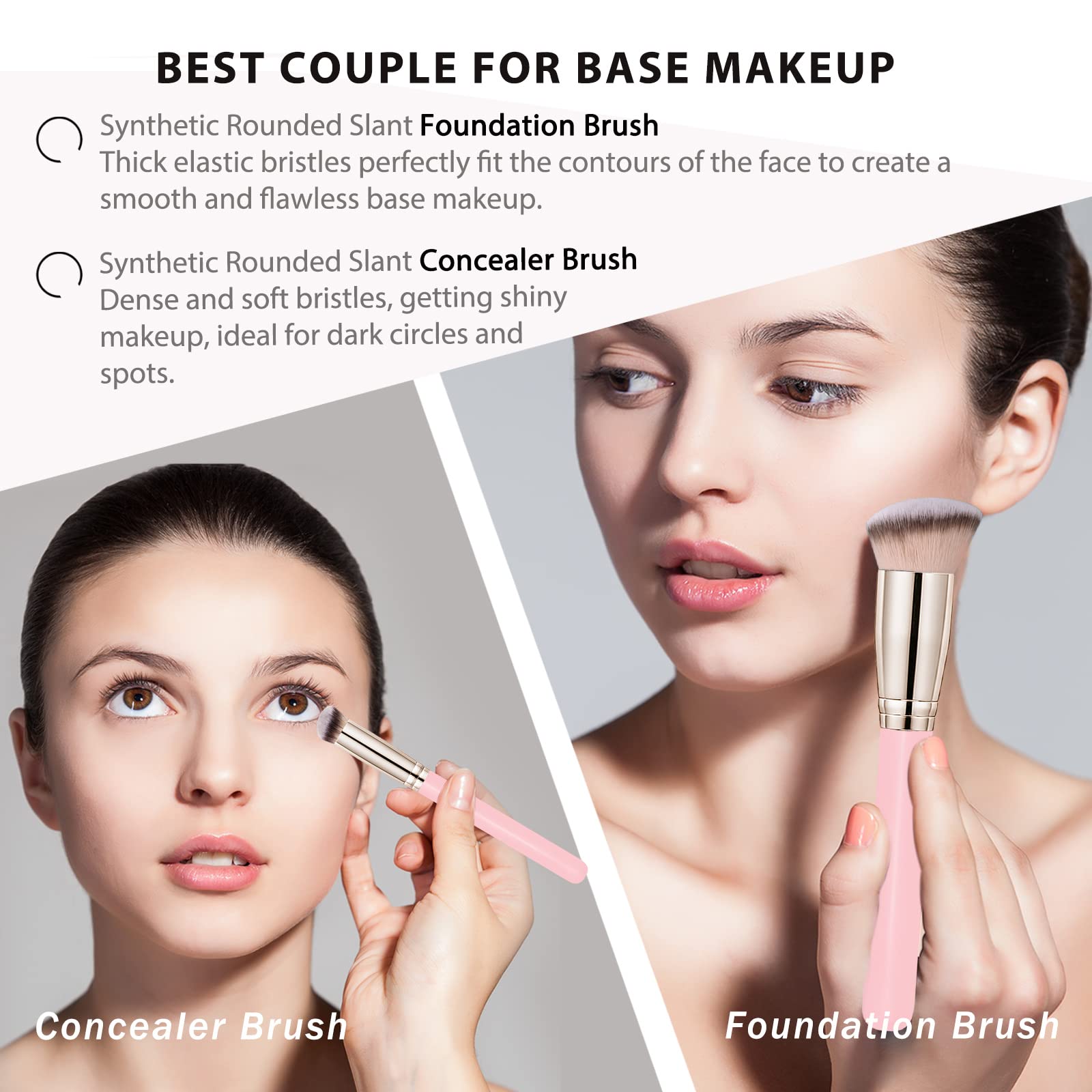 Makeup Brushes Dpolla Pro Foundation Brush And Flawless Concealer Brush Perfect For Any Look Premium Luxe Hair Contour Brush Per