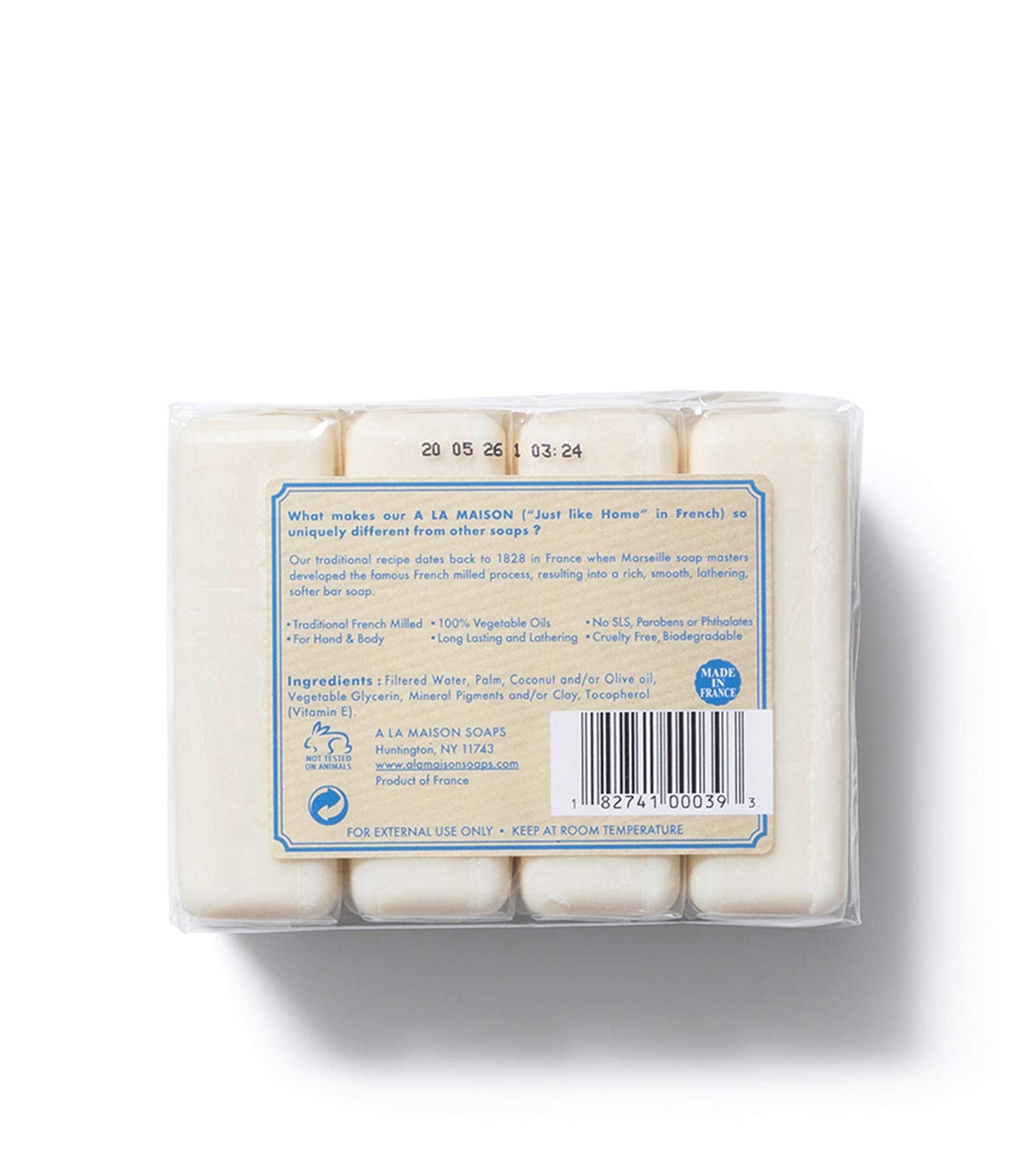 A La Maison Hypoallergenic Unscented Bar Soap - Triple French Milled Natural Moisturizing Hand Soap Bar (12 Bars Of Soap, 3.5 Oz