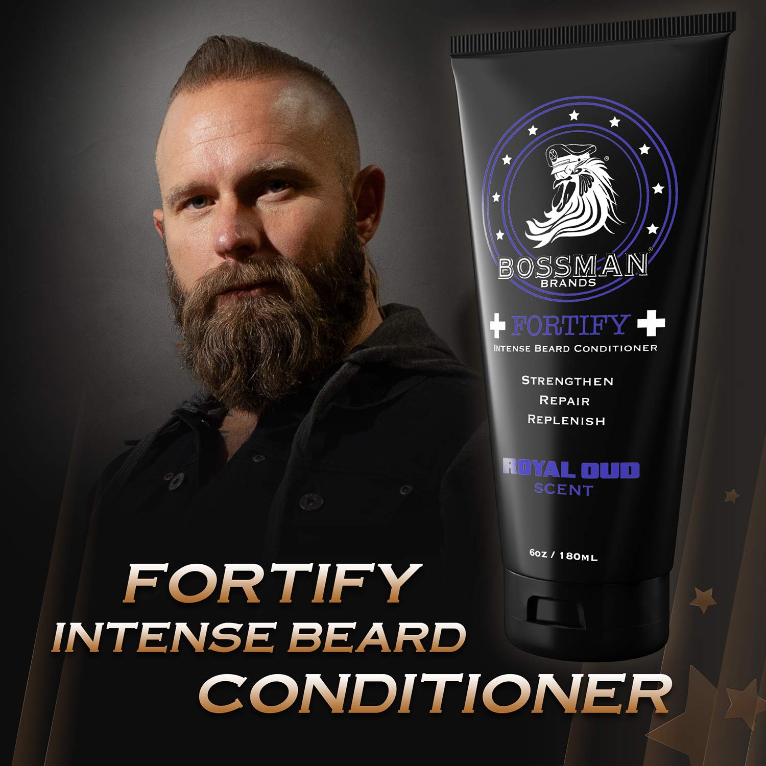 Bossman Fortify Intense Beard Conditioner - Shower Beard Wash - Beard Straightener For Men - Moisturizer And Beard Softener For