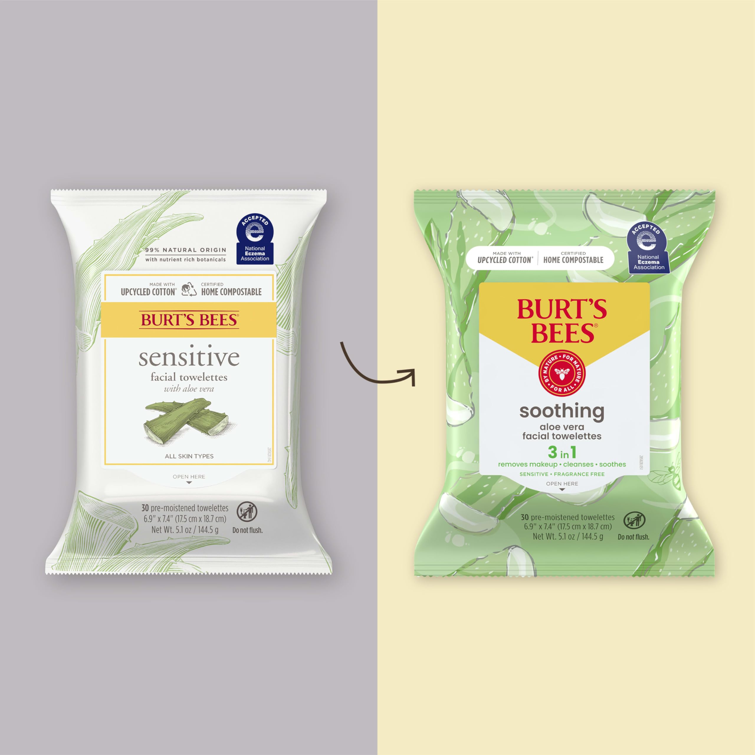 Burt'S Bees Soothing Facial Towelettes With Aloe Vera, Pre-Moistened Towelettes For Sensitive Skin Types, 99 Percent Natural Ori