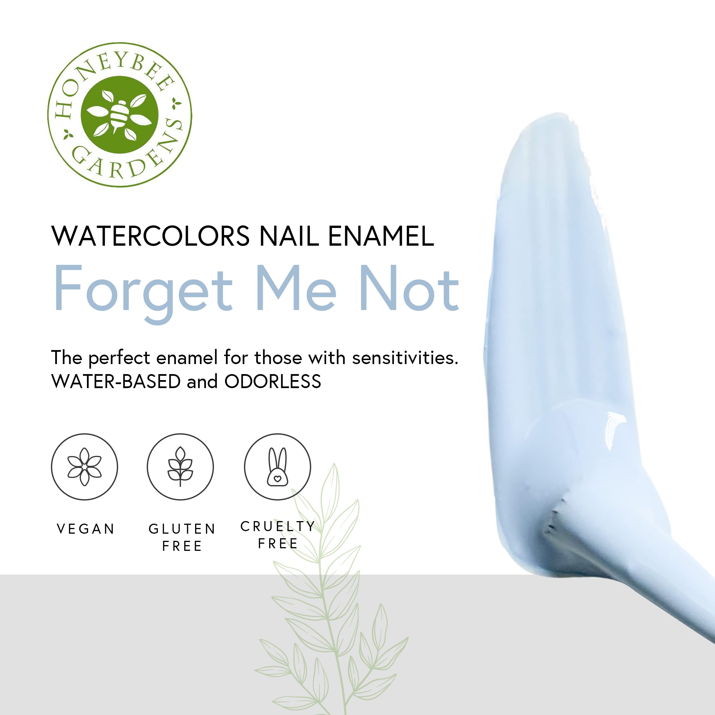 Honeybee Gardens Water-Based Nail Enamel, Forget Me Not, Matte Opaque Light Pastel Blue, Eco-Friendly, Odorless & Vibrant Polish