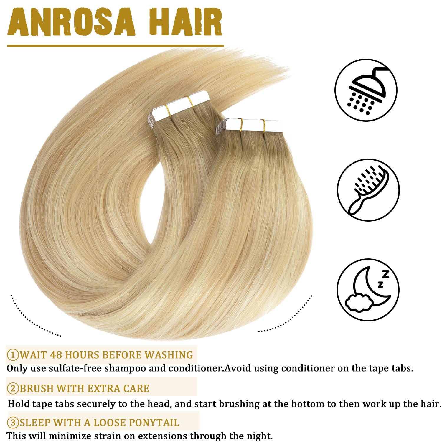 Anrosa Tape In Hair Extensions Human Hair 16 Inch Balayage Seamless Tape On Hair Skin Weft Color 8 Ash Brown Fading To 12 Dark D